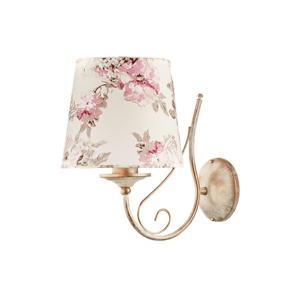 Florale Wandlampe CRINE Shabby Gold Weiß Leuchte