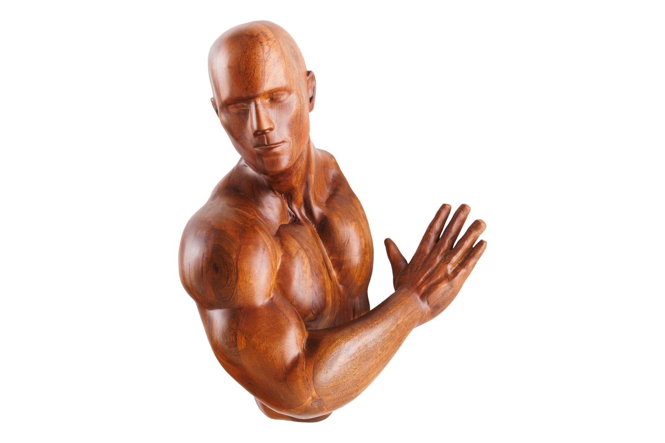 Wanddeko Mangoholz 60 cm hoch Athlet Mann massiv Erwachsener, Männlich, Mann, Person, Arm