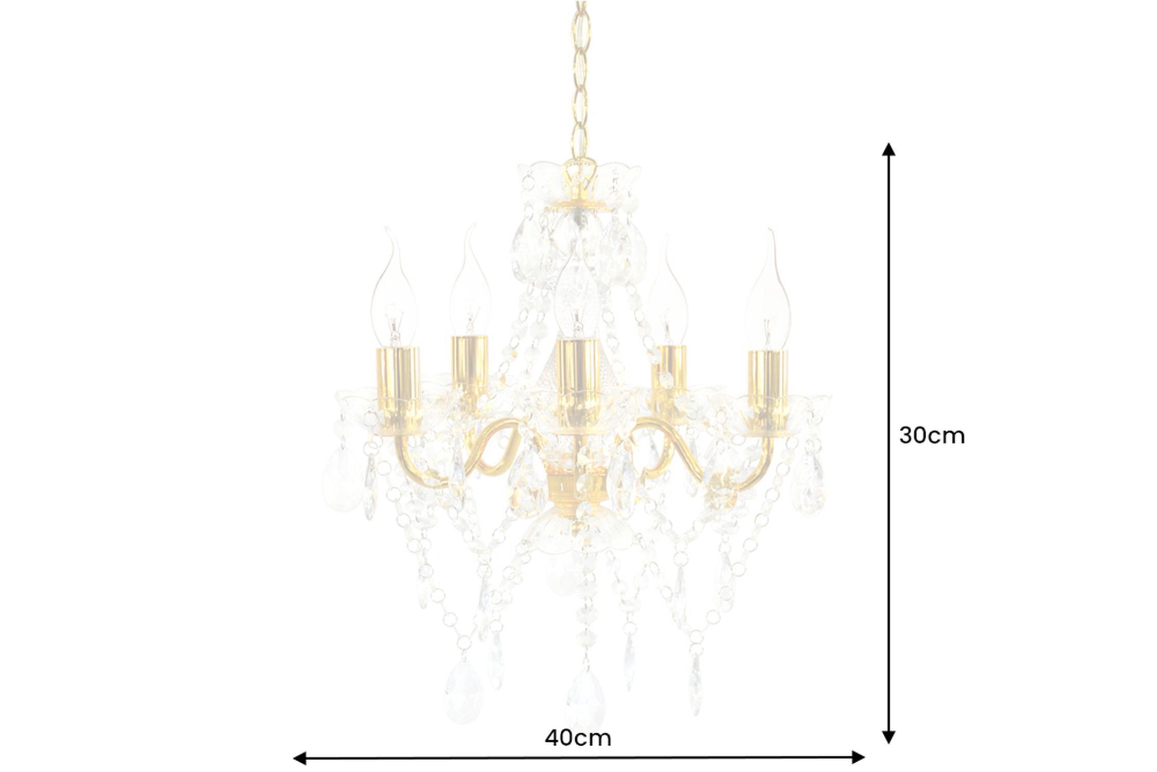 Lustre métal acrylique bougies 5 flammes E14 Leuchter, Lampe