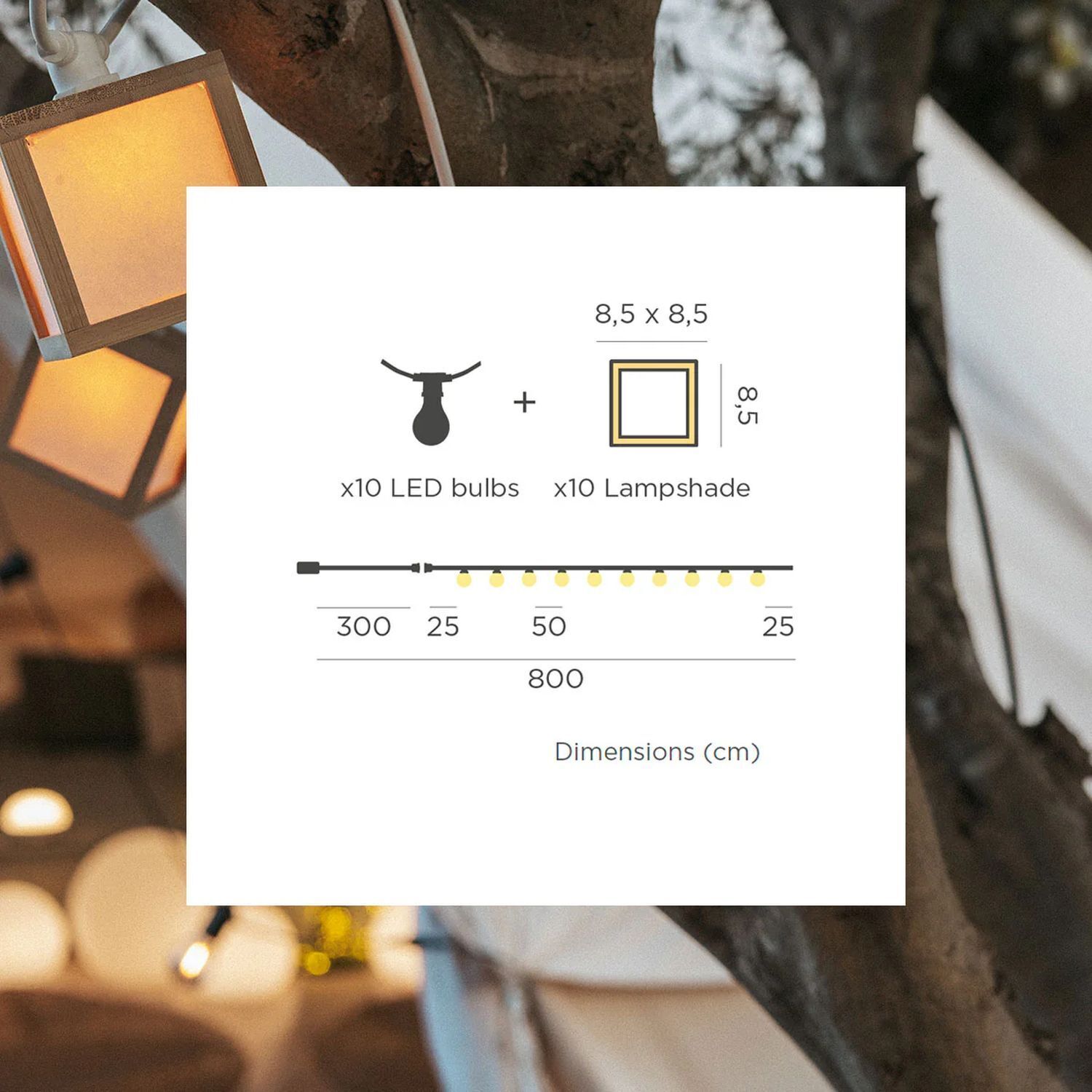 Guirlande lumineuse solaire à LED IP44 bambou 1800 K 5 m de long TAIYO Text, Visitenkarte, Papier