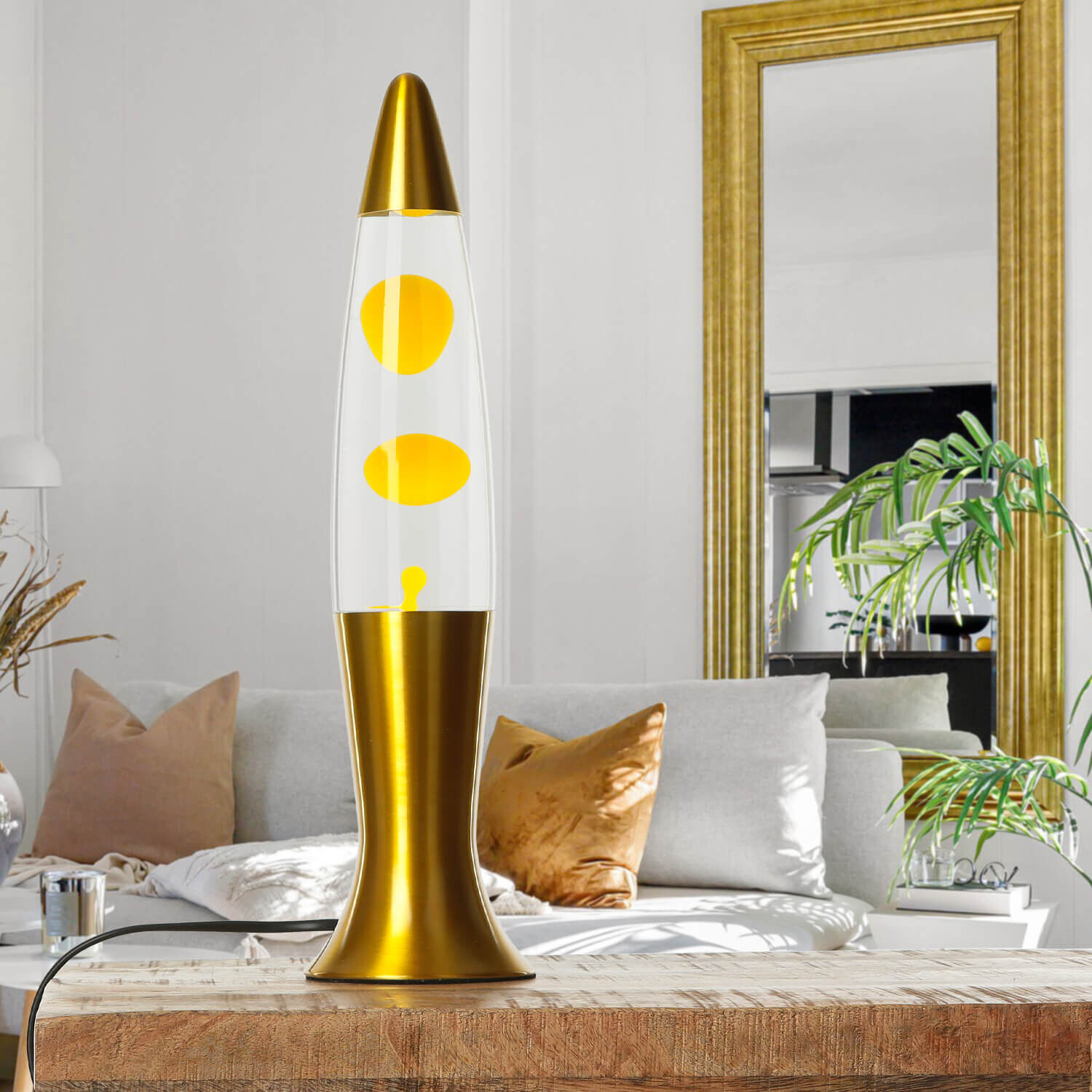 Lampe à Lave Jaune 40 cm Design Rétro Salon ROXY