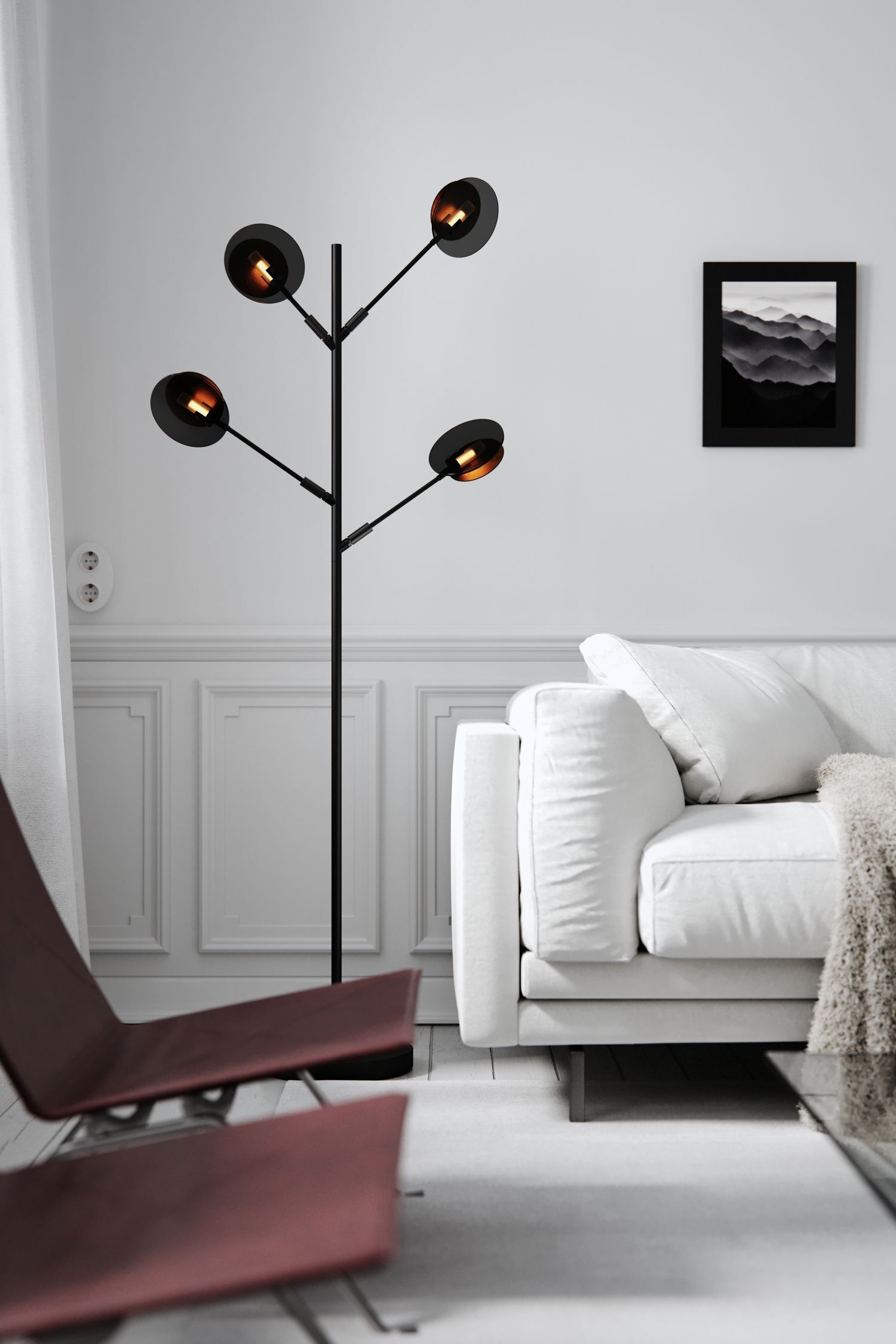 Stehleuchte, Küchen- oder Wohnraumleuchte, schwarz, Up-light, Moderne Einrichtung