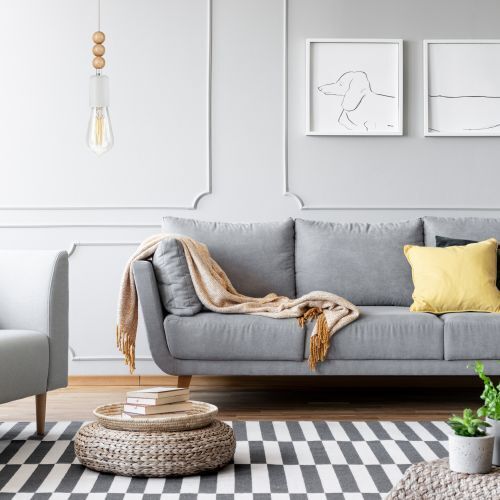 Dekoration für Zuhause, Couch, Kissen, Teppich, Wohnzimmer