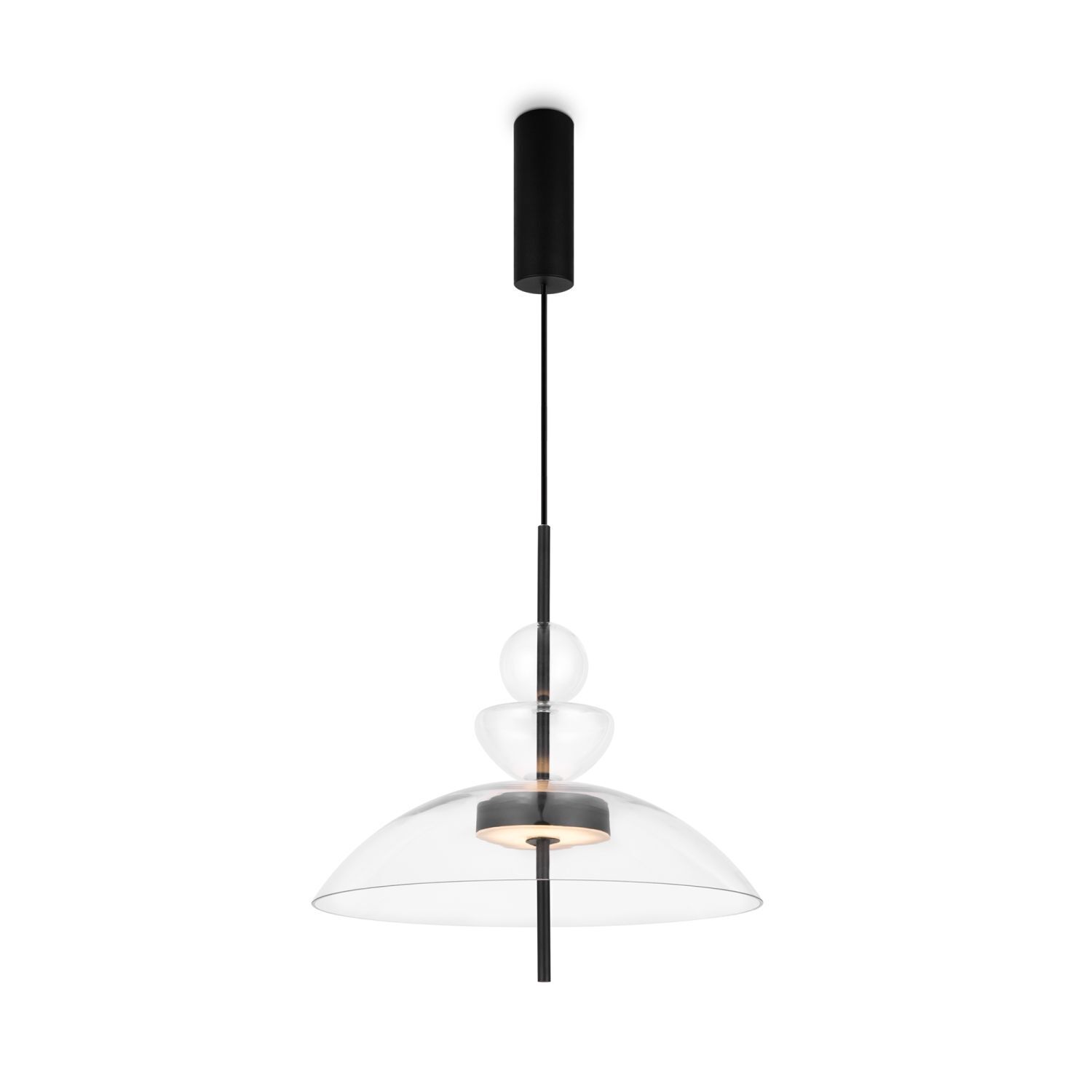 LED Hängelampe Metall Glas H: max. 358 cm Schwarz BRUNO Lampe