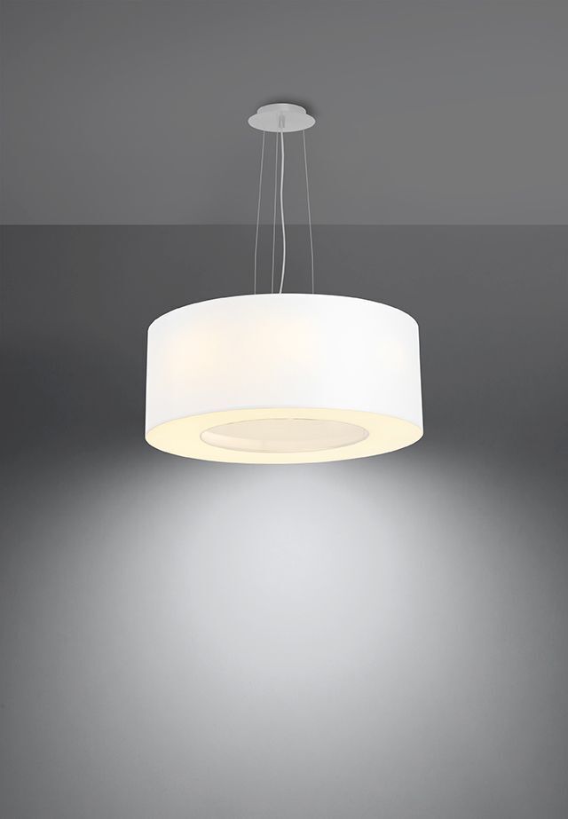 Suspension Blanc Tissu Moderne rond Ø 50 cm 5x E27