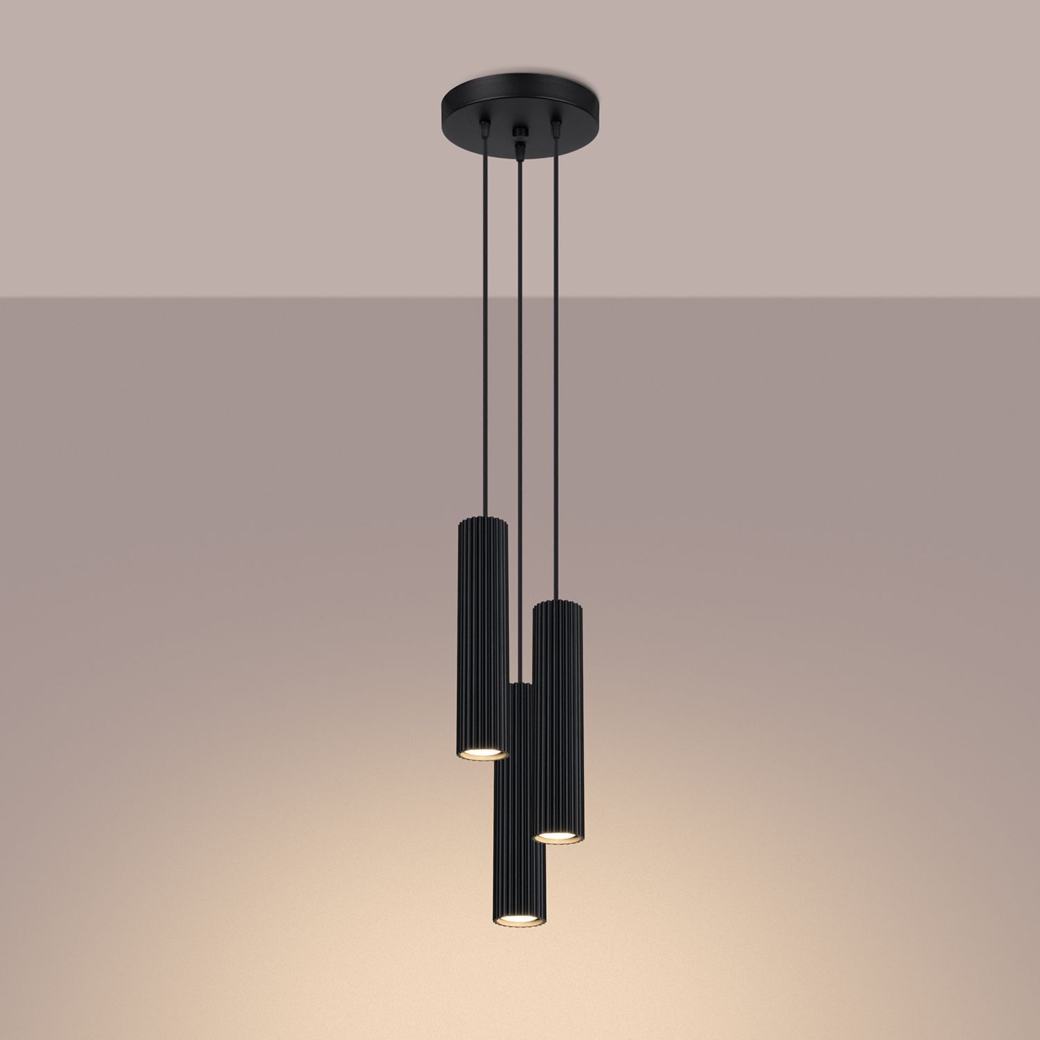 Suspension Noir 3x GU10 étroit Ø 19,5 cm Alu Moderne Leuchter, Lampe