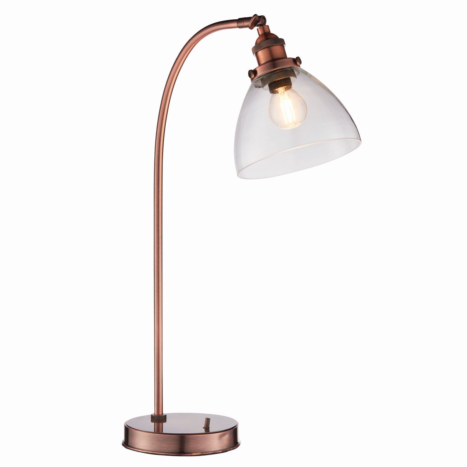 Tischlampe Metall Glas E14 verstellbar 53,3 cm in Kupfer antik