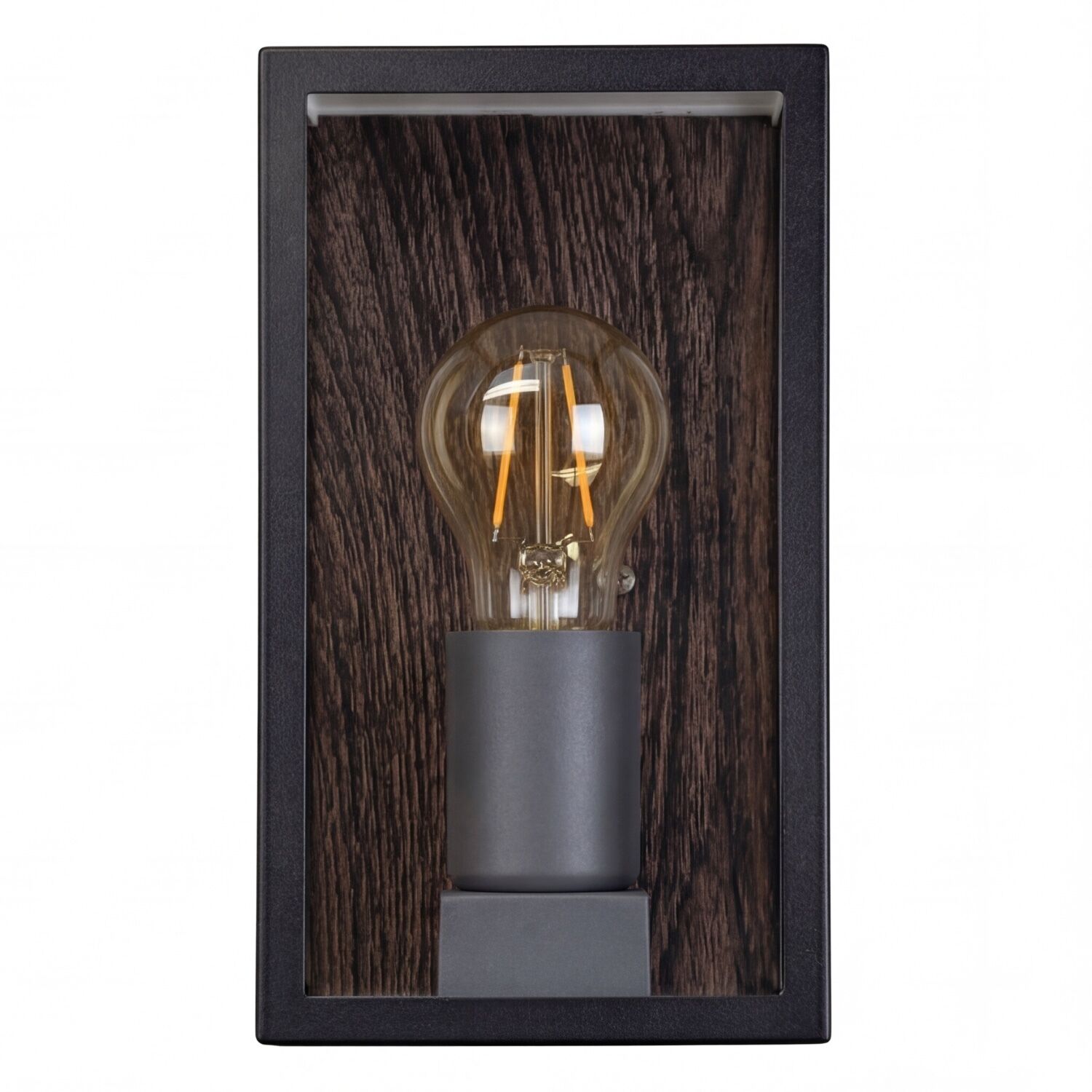 Wandleuchte, Glühbirne, Lampenfassung, Holzrahmen, Wandlampe