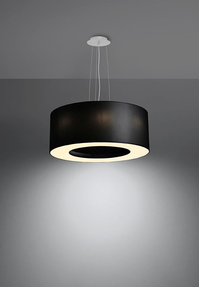 Lampe à suspendre ronde Ø 50 cm Noir Tissu Moderne SANNY