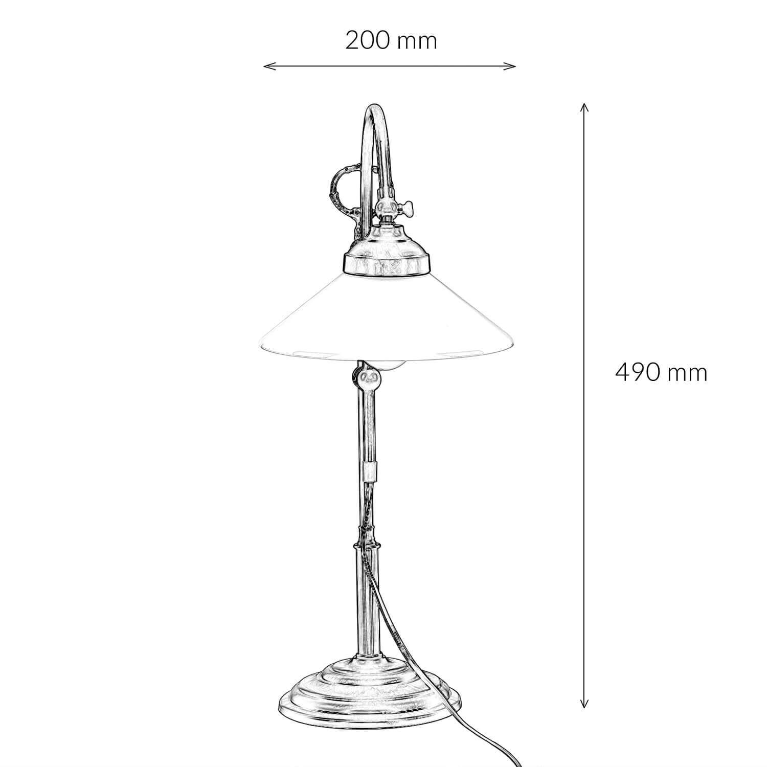 Schreibtischlampe Messing Glas 49 cm E27 Braun Weiß Lampe, Lampenschirm, Tischlampe