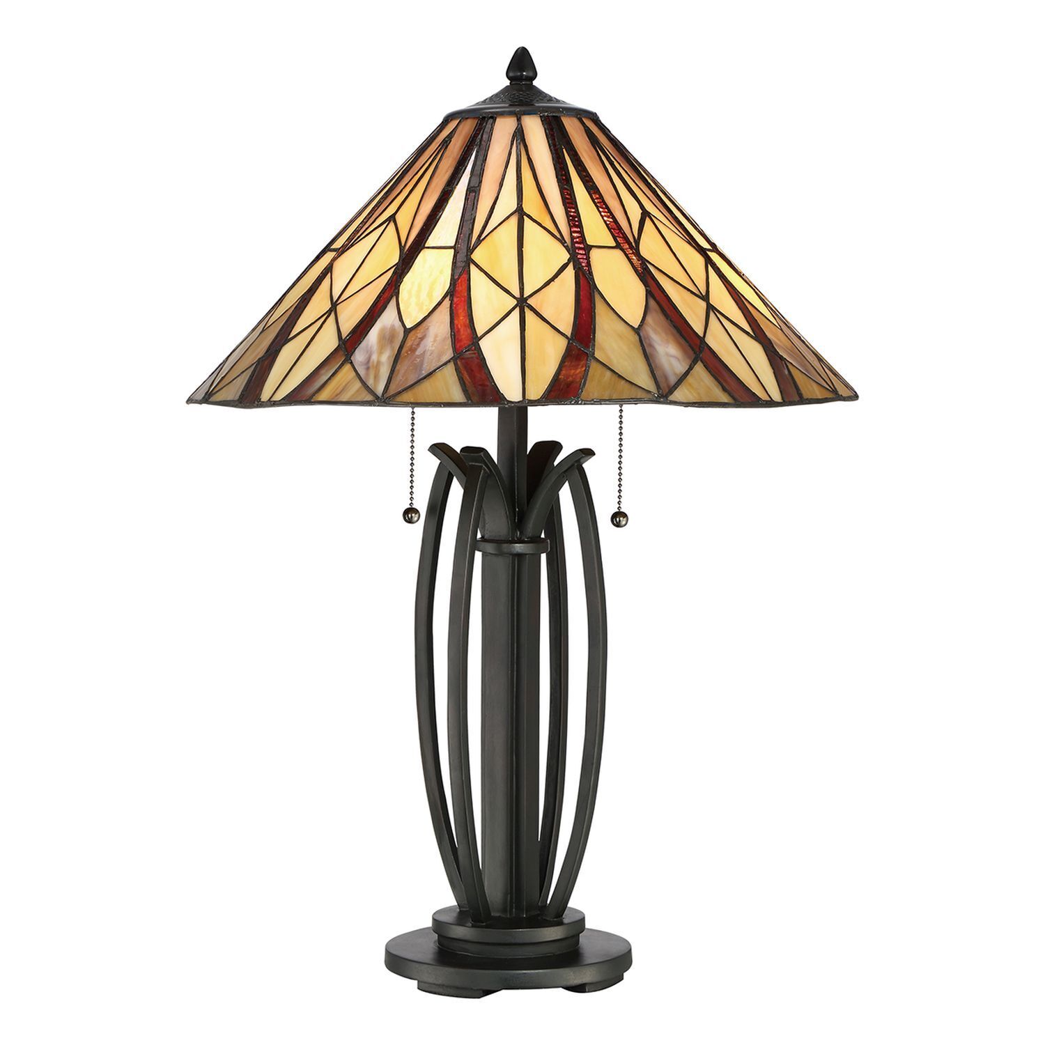 Tischleuchte Tiffany Stil E27 65 cm 2 Zugschalter Lampe, Tischlampe, Lampenschirm