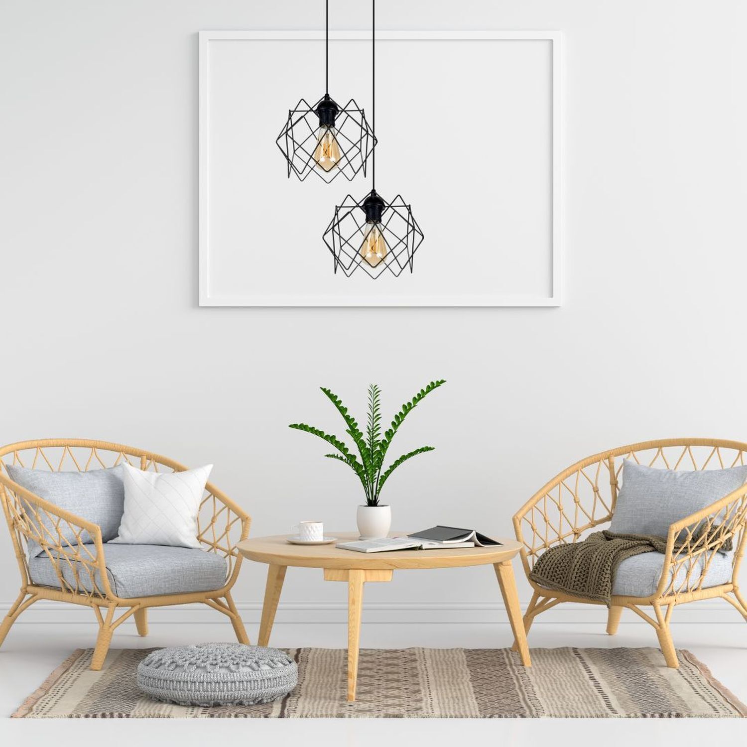 Loft Lampe à suspendre Noir Métal L:20 cm E27 décoratif