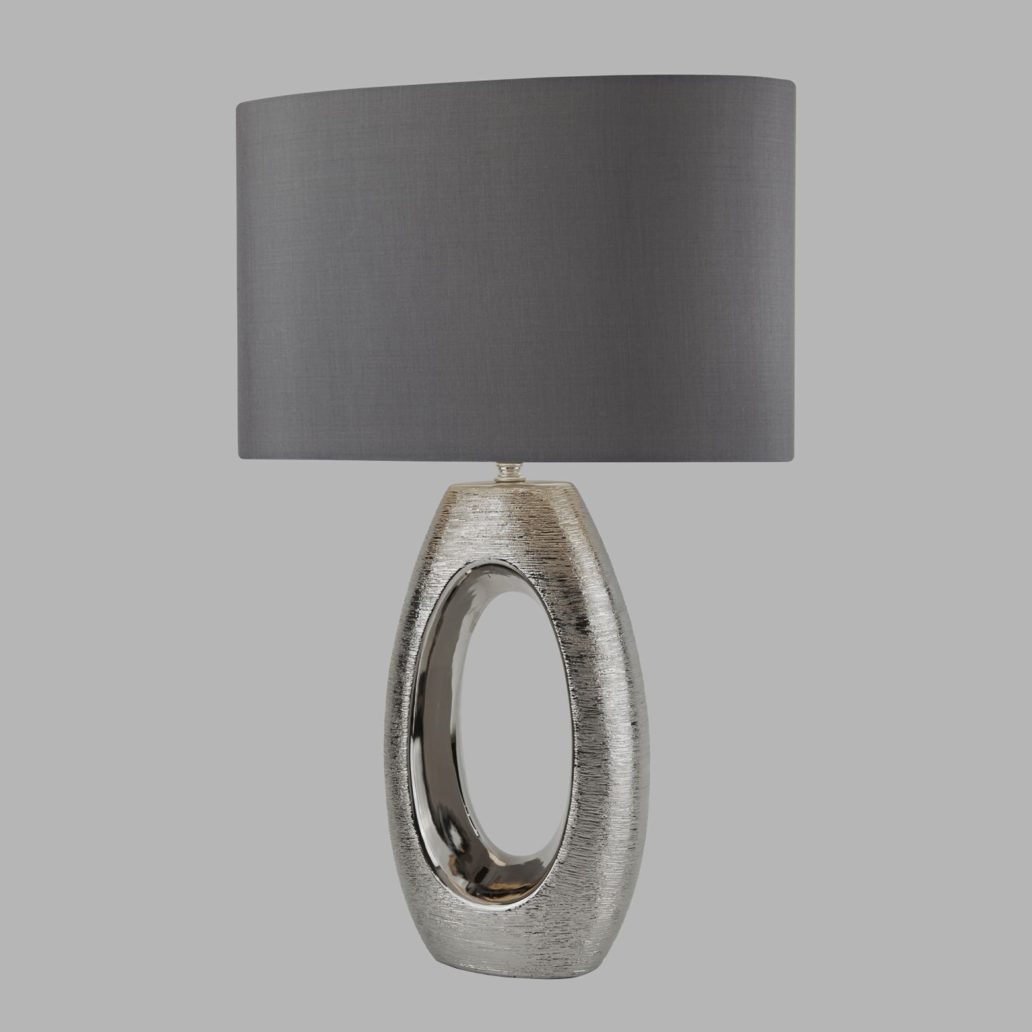 Lampe de table Chrome Gris E27 61 cm Tissu Céramique Moderne