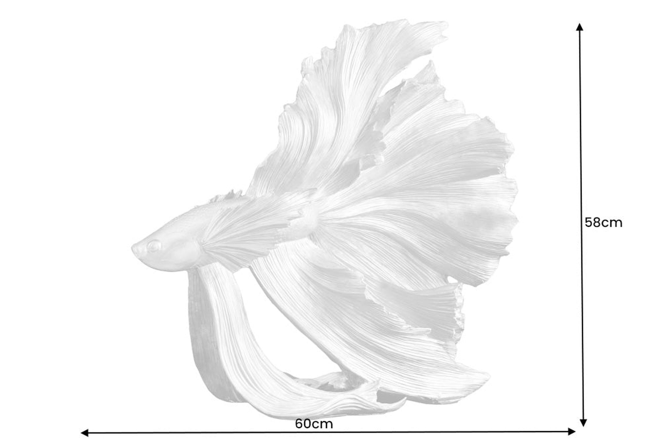 Dekostatue Kampffisch groß H: 56 cm Polyresin Rot Tier, Fische, Leben im Meer, Kunst