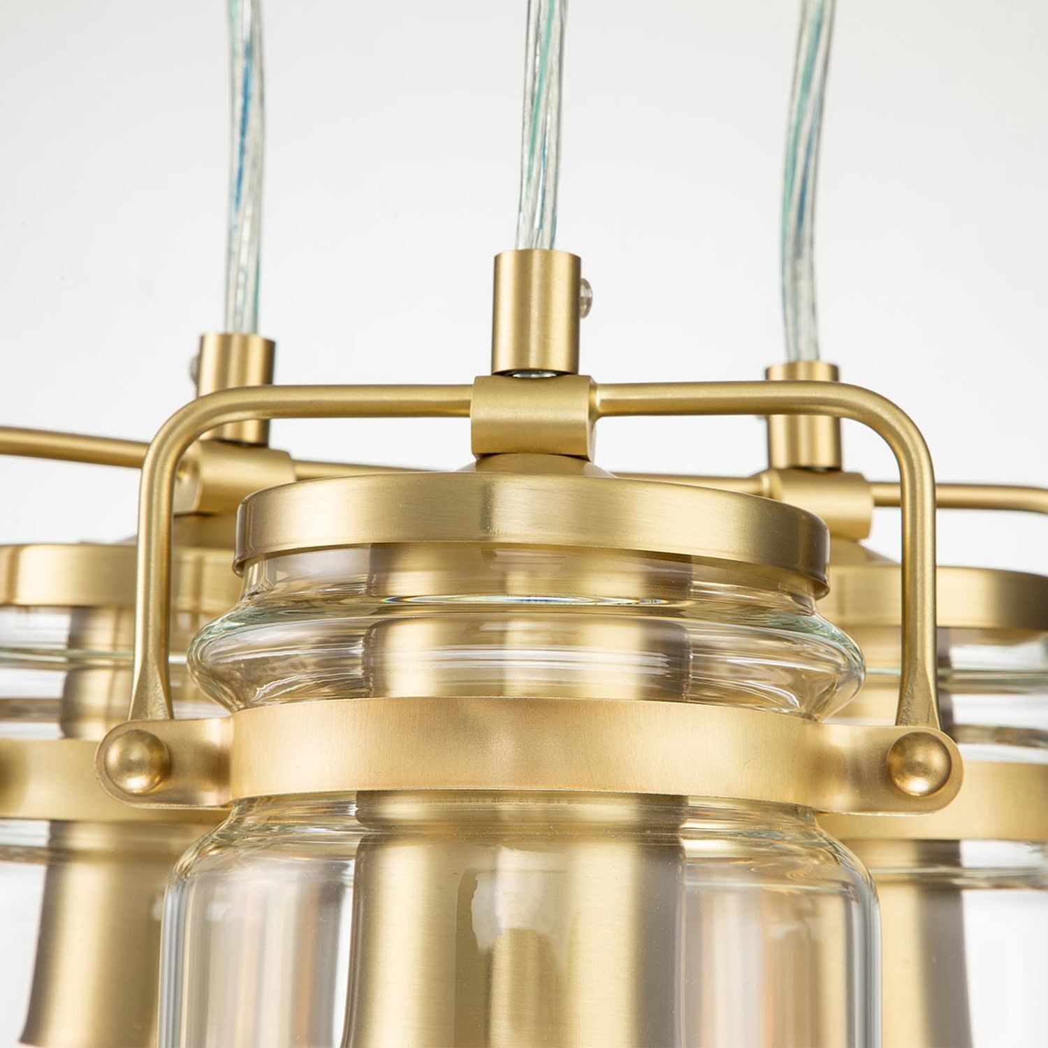 Hängeleuchte Metall Glas B: 21,6 cm H: max. 287 cm 3x E27 Chandelier, Gold, Glass, Pendant, Industrial