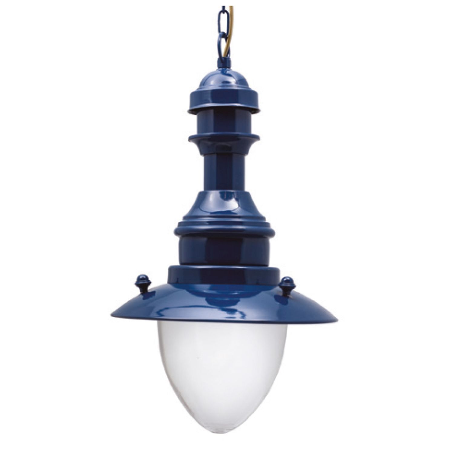 Suspension extérieure verre laiton massif E27 IP43 bleu