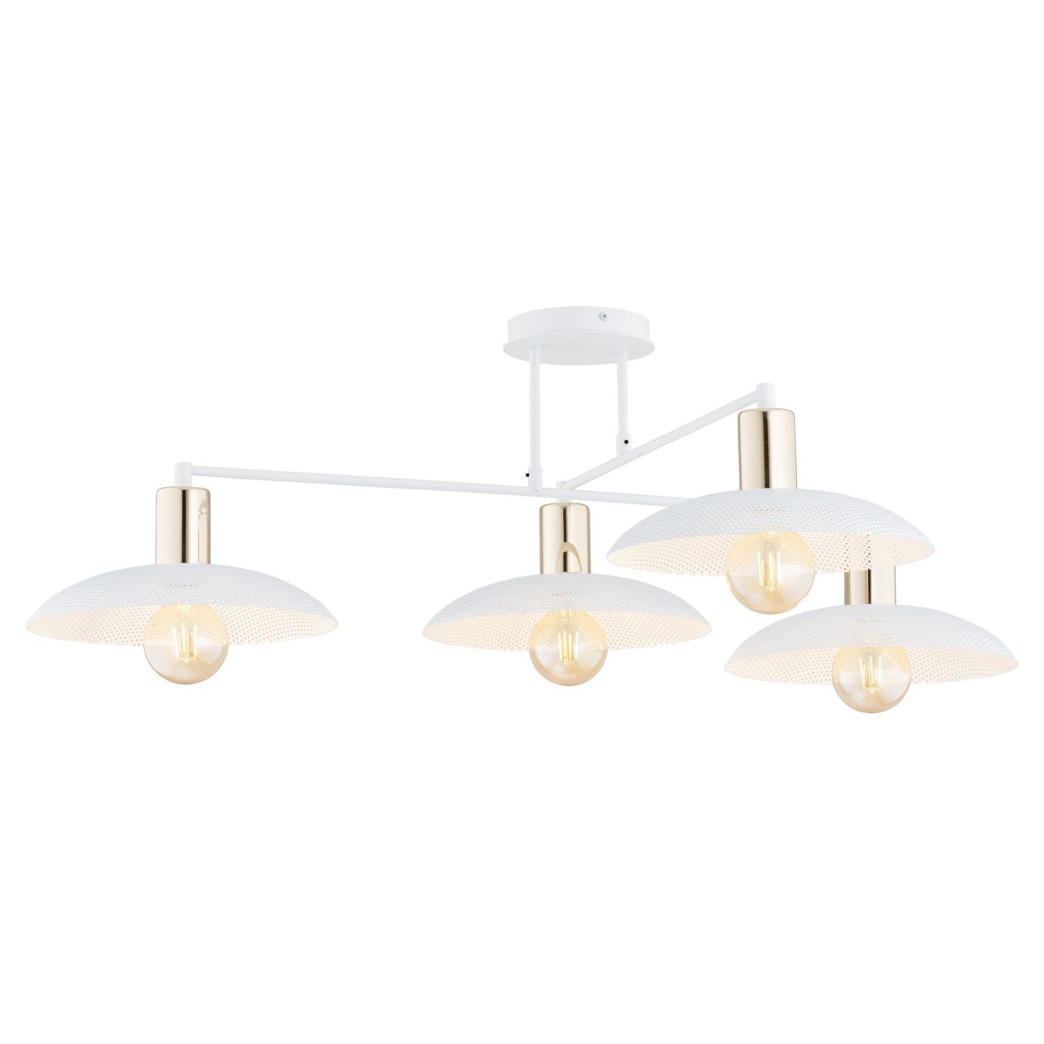 Deckenlampe Weiß Gold 100 cm lang E27 4-flammig Metall