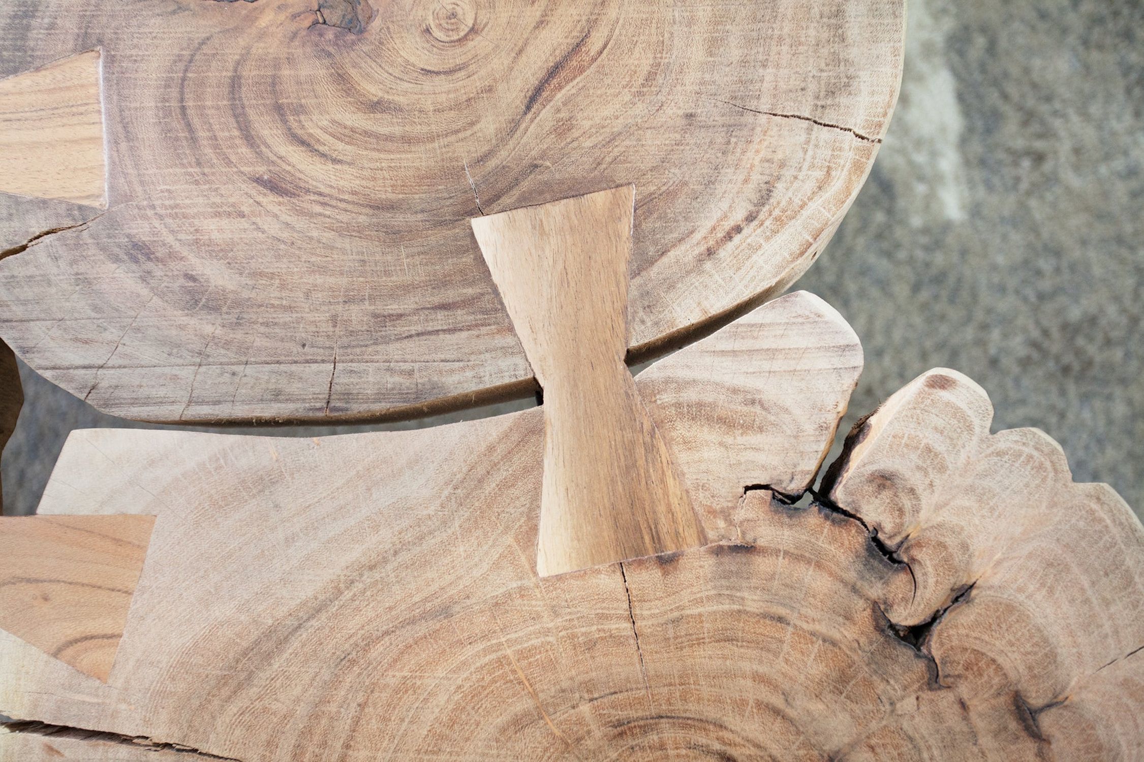 Table basse en bois d'acacia métal 110 x 70 cm Rondelles d'arbre Holz, Hartholz, Gebeiztes Holz, Schnittholz