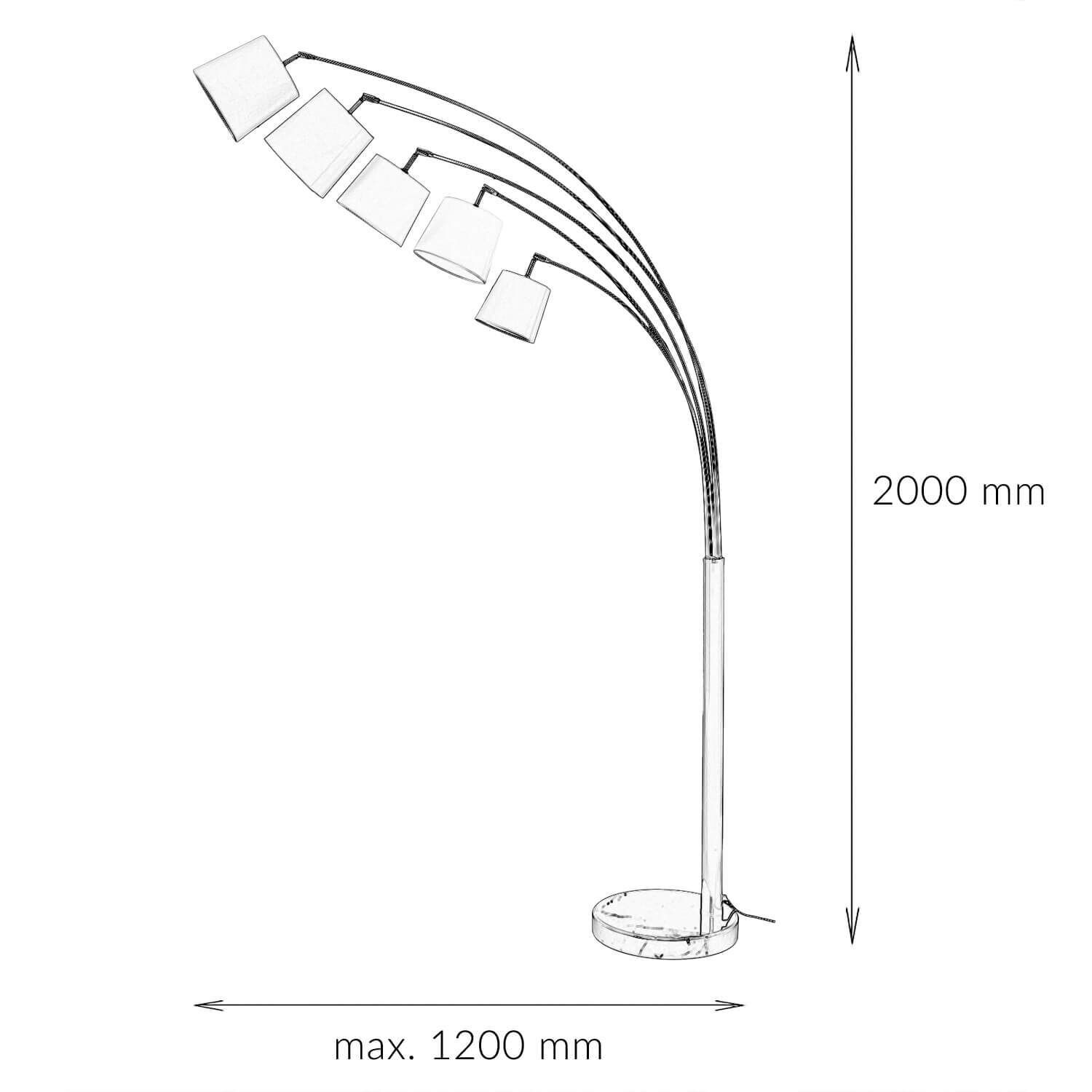 Design Stehlampe DJERE Modern 200cm Wohnzimmer Lampe, Lampenschirm