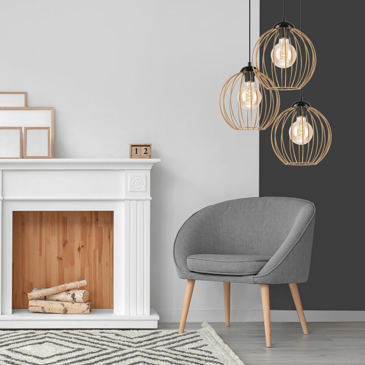 Lampe à suspendre noir or brun Ø 50 cm métal cm réglable