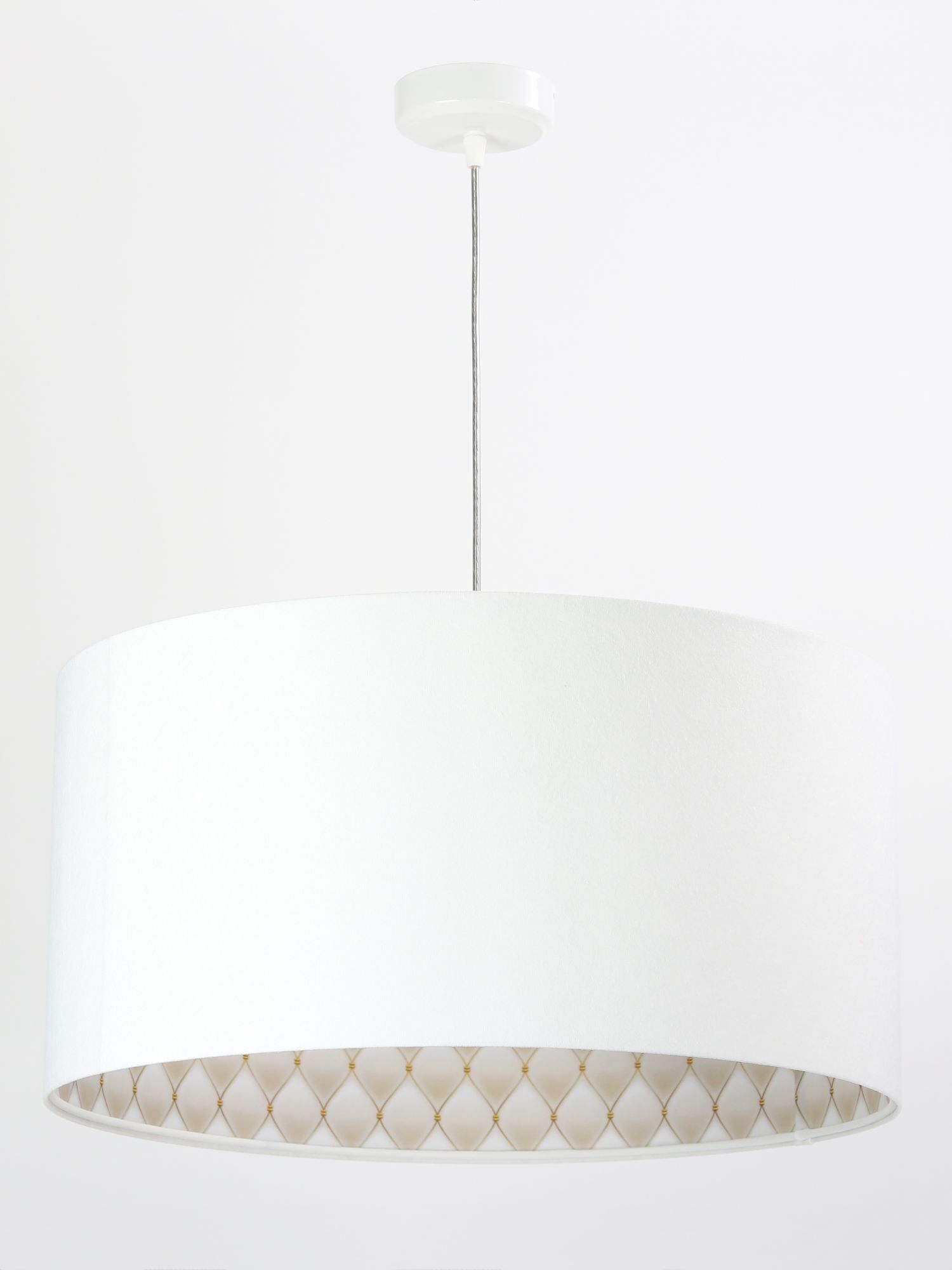 Suspension tissu blanc rond rétro salon