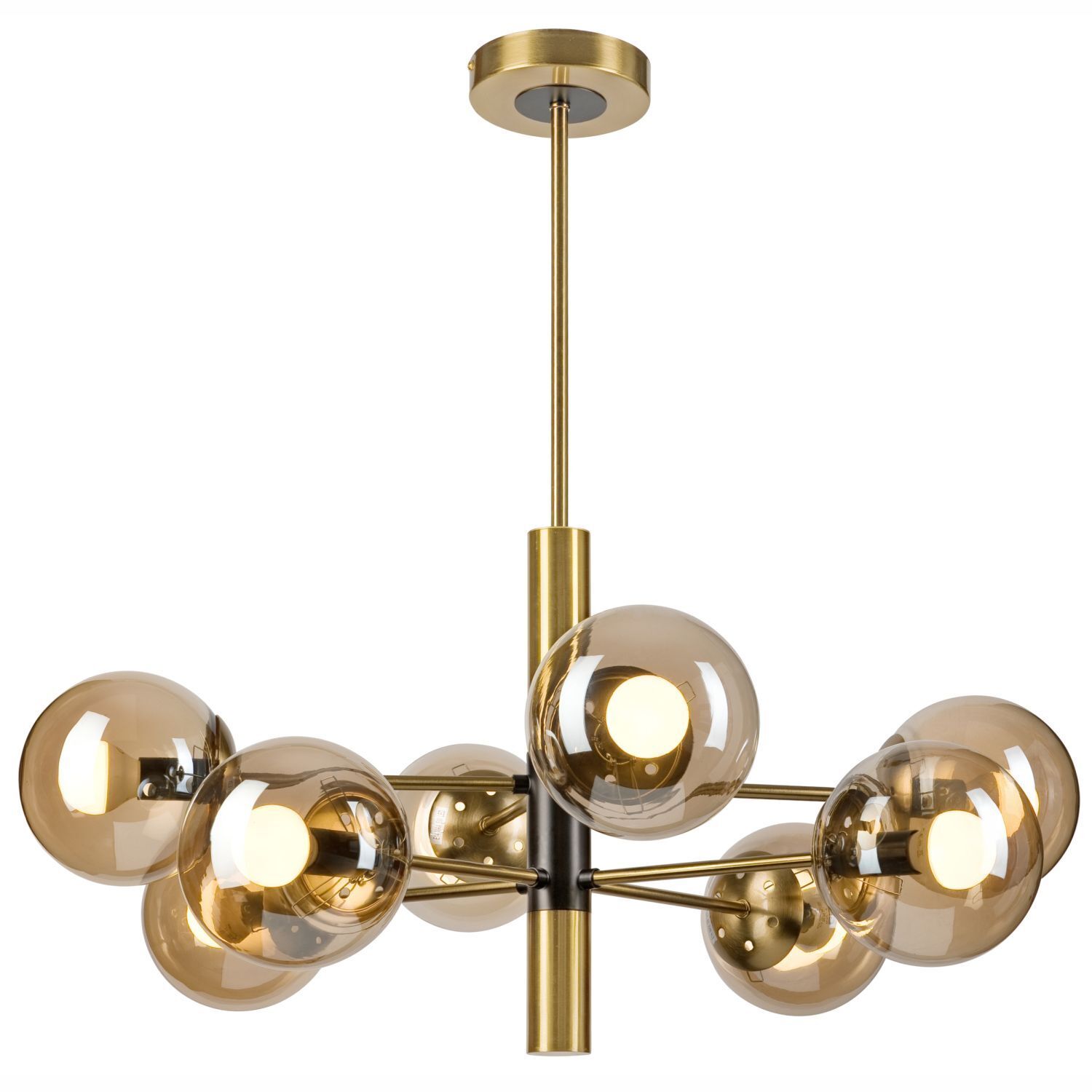 Deckenleuchte E14 Metall Glas 8-flammig B:68 cm in Gold