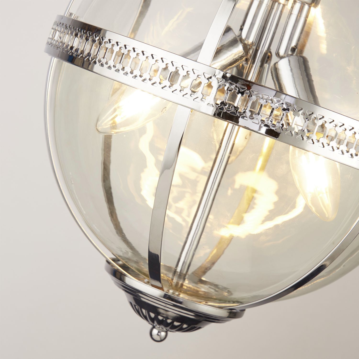 Lampe à suspendre ronde Ø 32 cm Art Nouveau Boule Abat-jour Chrome Clair