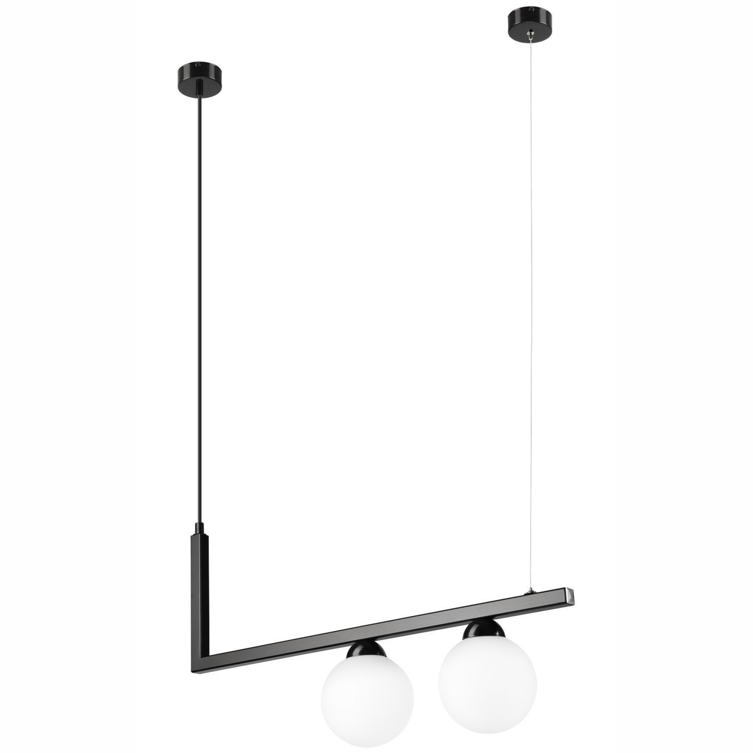 Pendelleuchte Schwarz Weiß länglich Glas Metall 2x G9