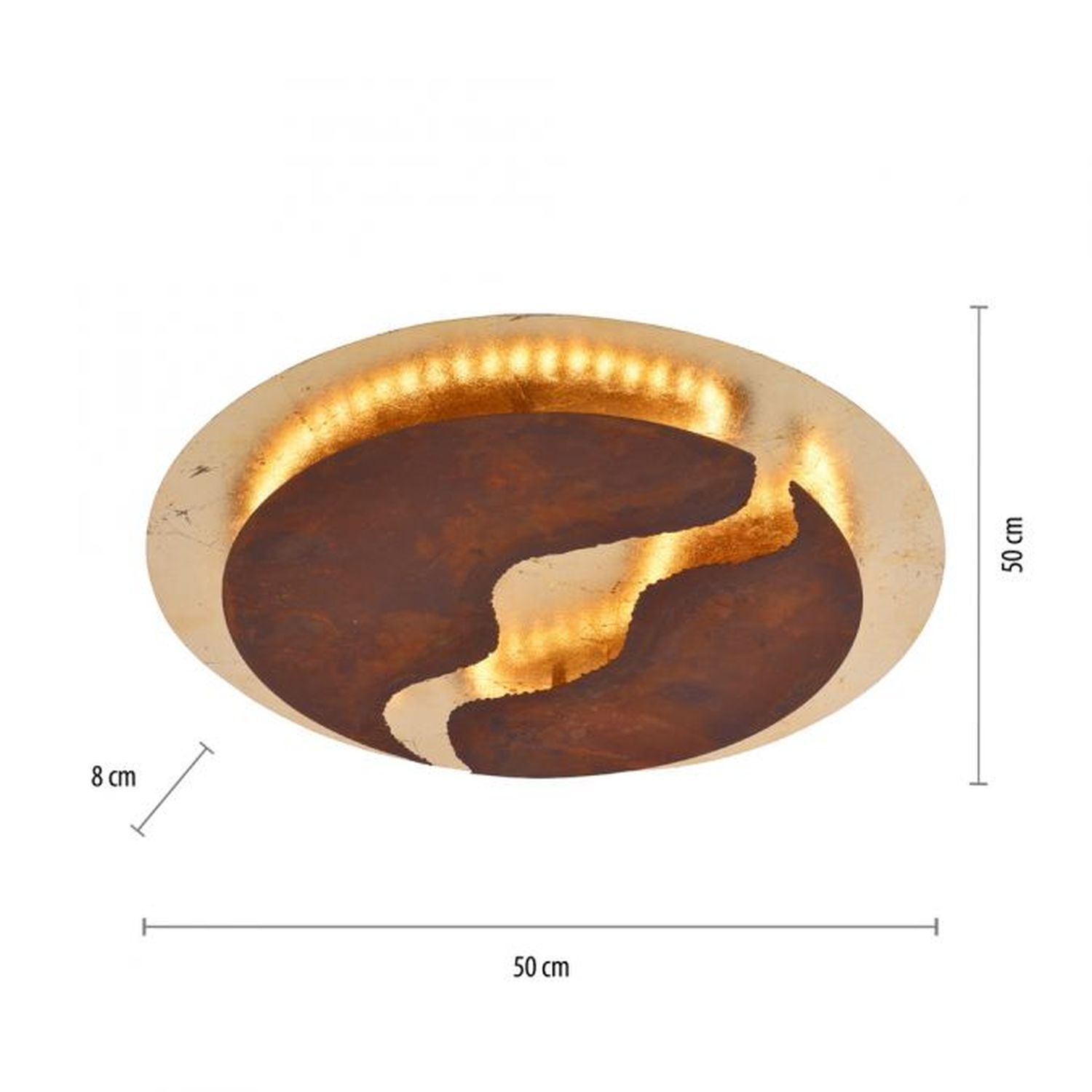 LED Deckenleuchte dimmbar Rostbraun Gold Ø50 cm 3000 K