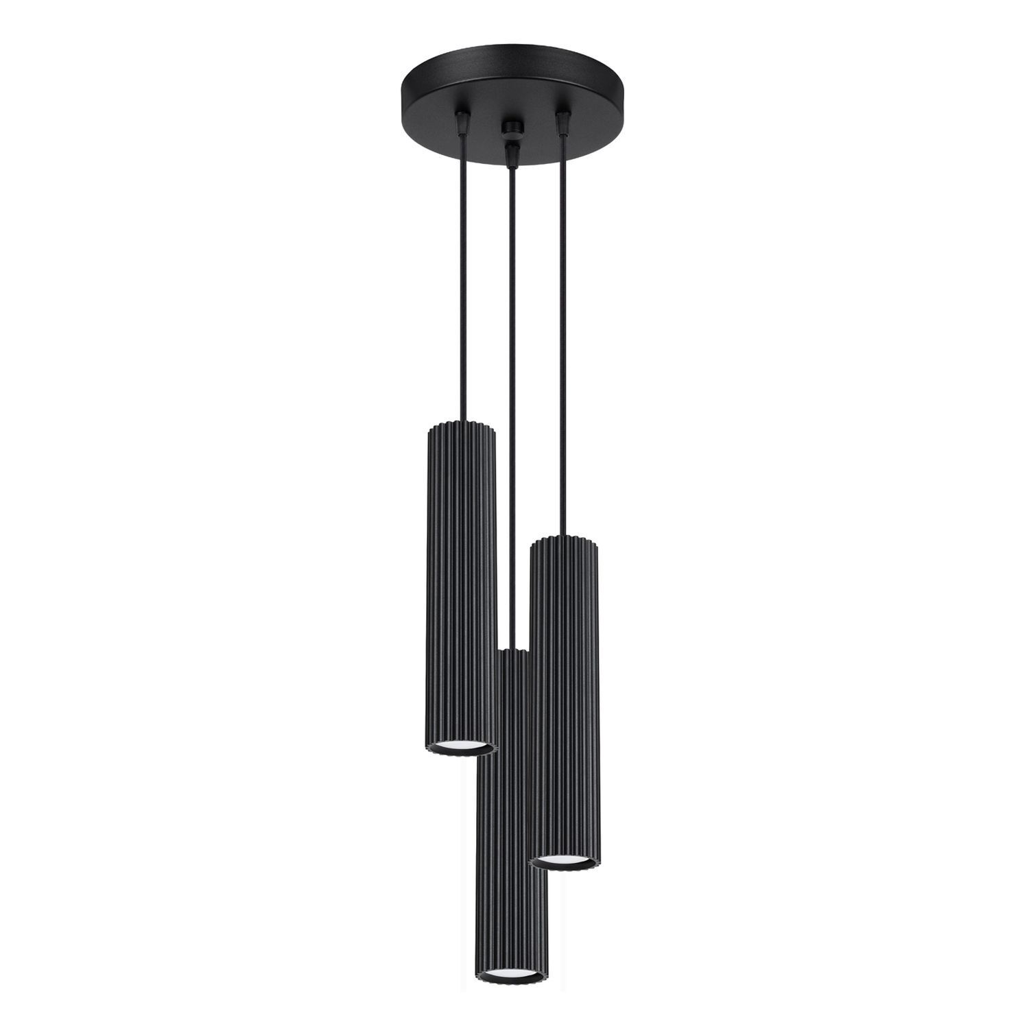 Pendelleuchte Schwarz 3x GU10 schmal Ø 19,5 cm Alu Modern Leuchter, Lampe