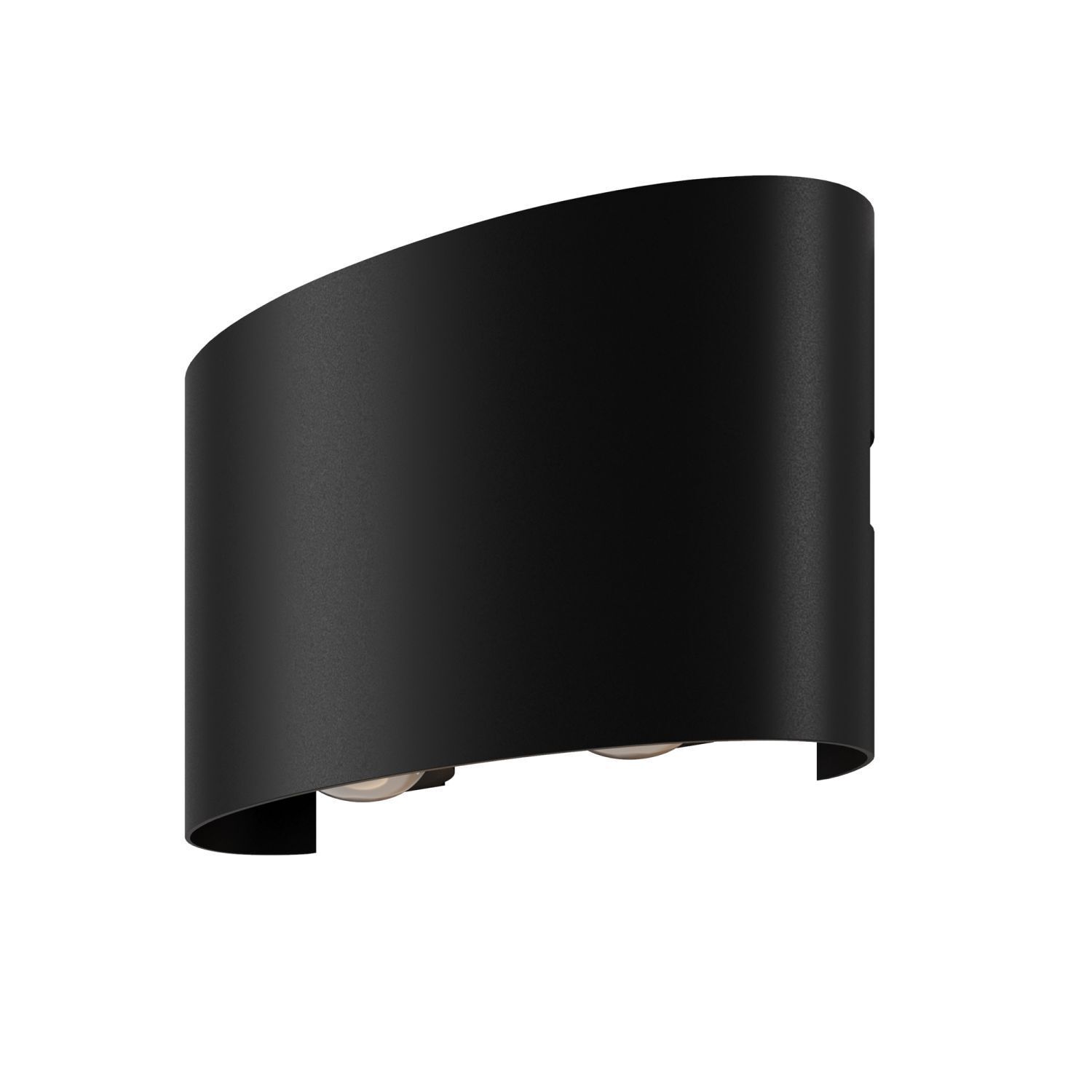 Wand-LED, Wandleuchte, Schwarz, Metall, 2-Birnen-Lampe