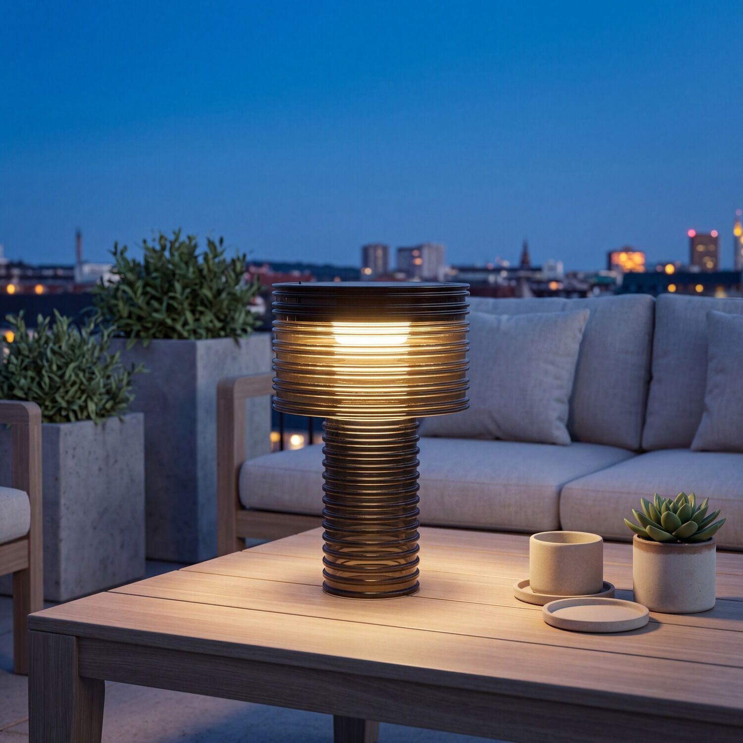solarleuchte-moderne-led-aussenleuchte-solar-tischleuchte-haru-1x-led-mit-4w-leuchtmittel-inklusive-grau-dimmbar-pmma-lele141774-02 lampe, im outdoorbereich, tischlampe, glas, stadtblick