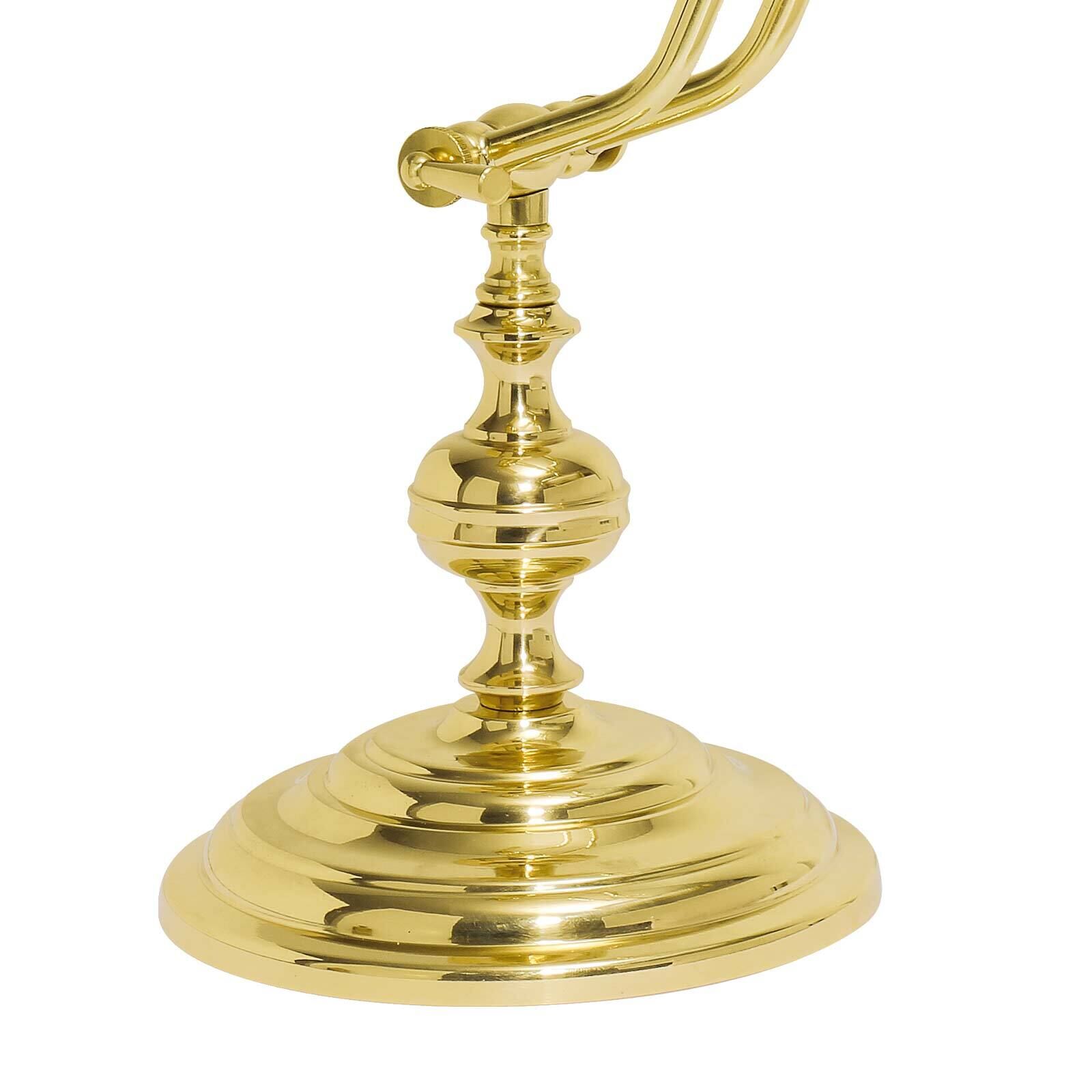 Schreibtischlampe Messing poliert 38 cm schwenkbar E14 Rauchrohr