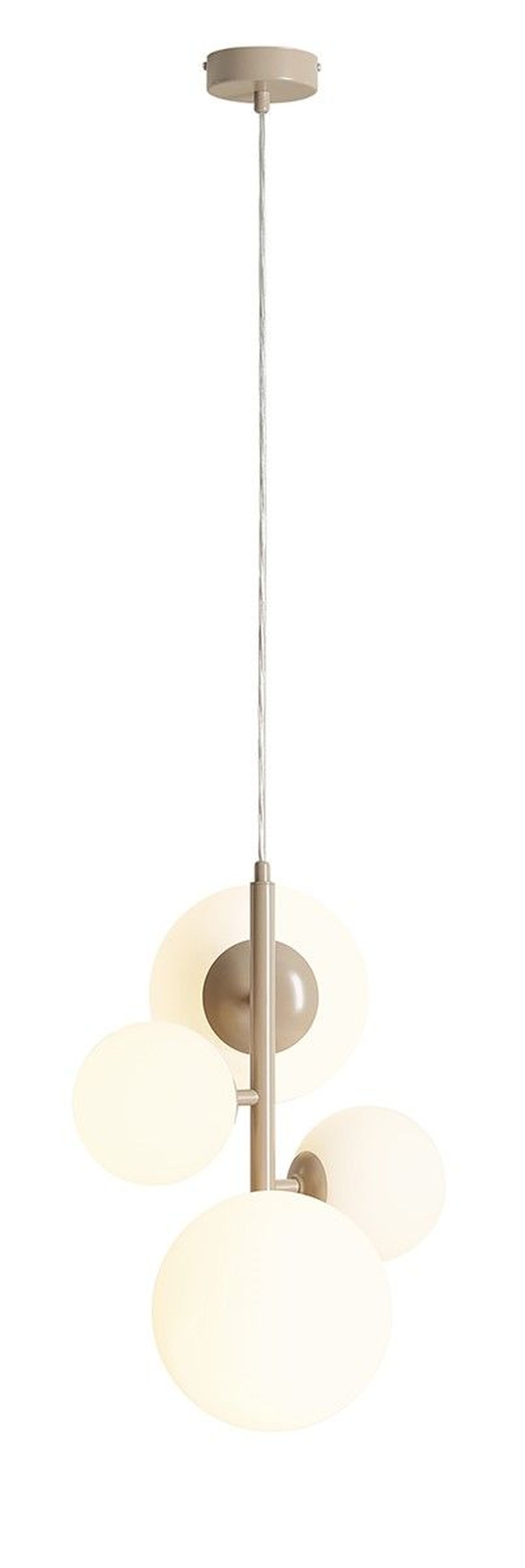 Pendelleuchte Beige Weiß B:46 cm Glas Metall blendarm Lampe, Kronleuchter