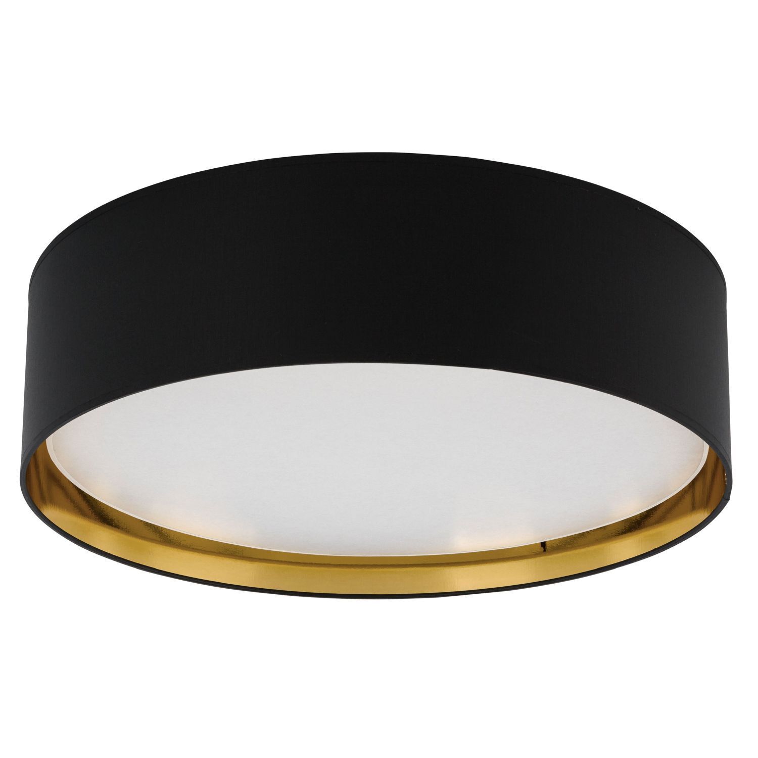 Deckenlampe Stoffschirm Schwarz Gold rund Ø 60 cm groß