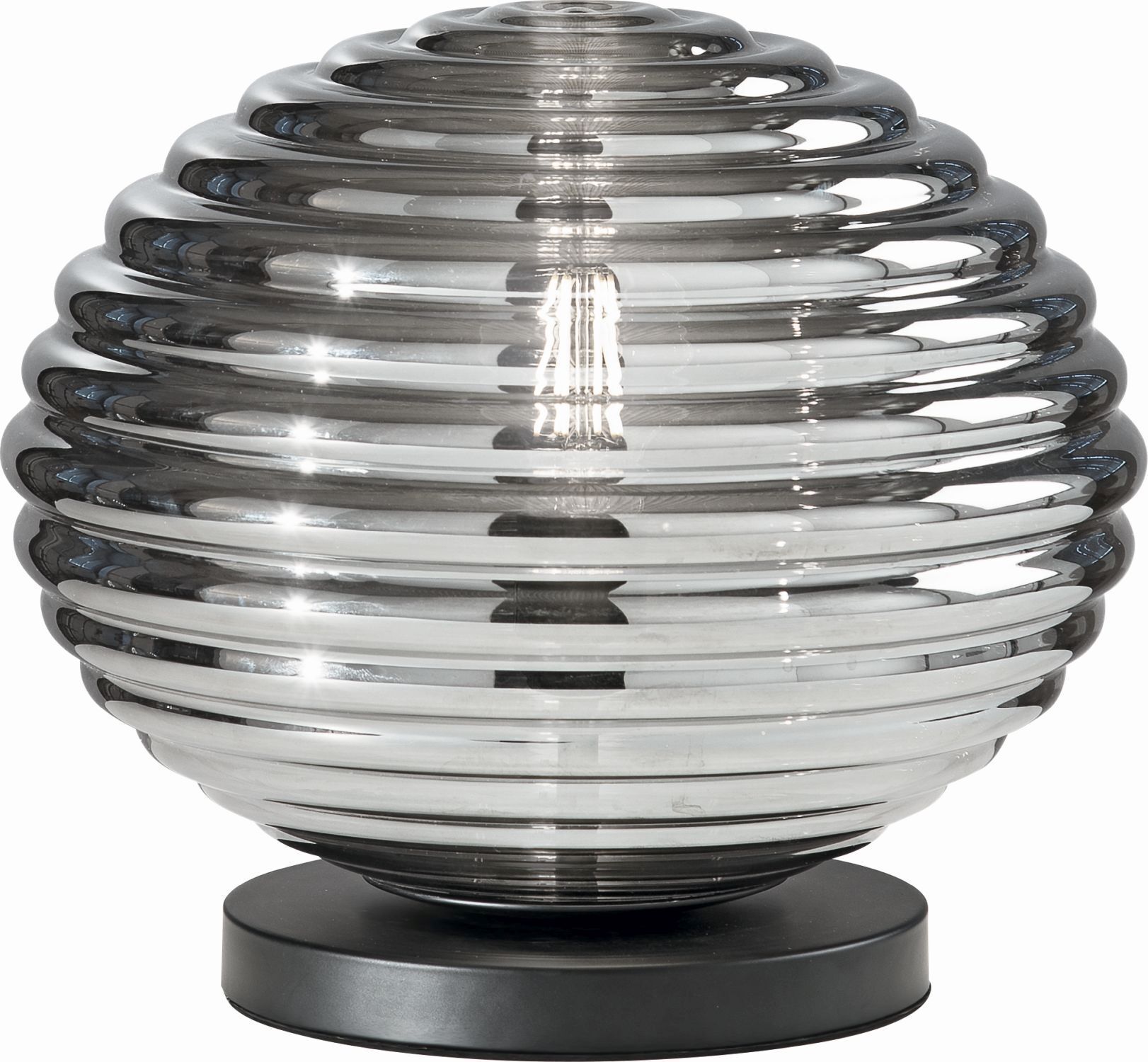 Stilvolle Tischlampe Rauchglas 28 cm E27 dekorativ