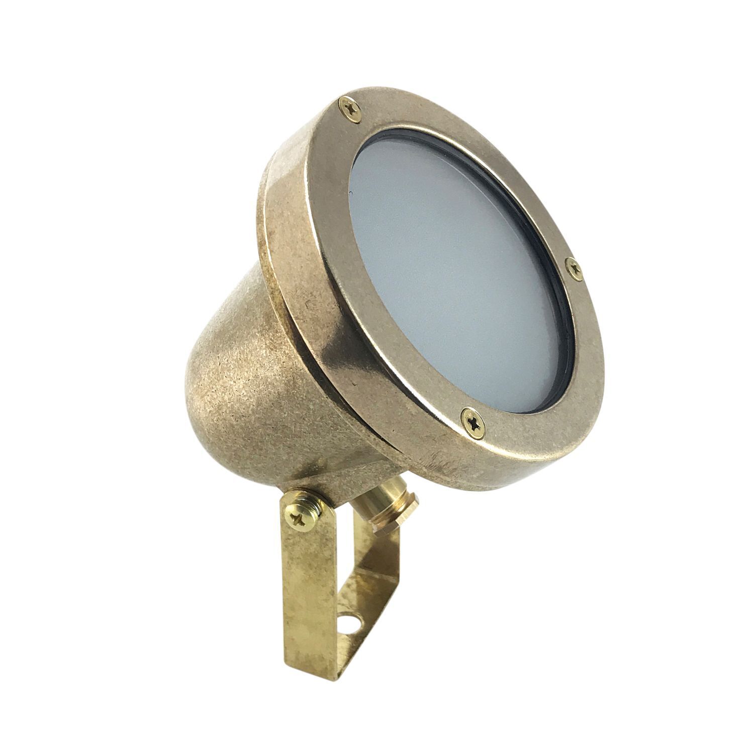 Projecteur de jardin sol laiton véritable verre hauteur 10 cm IP64 GU10