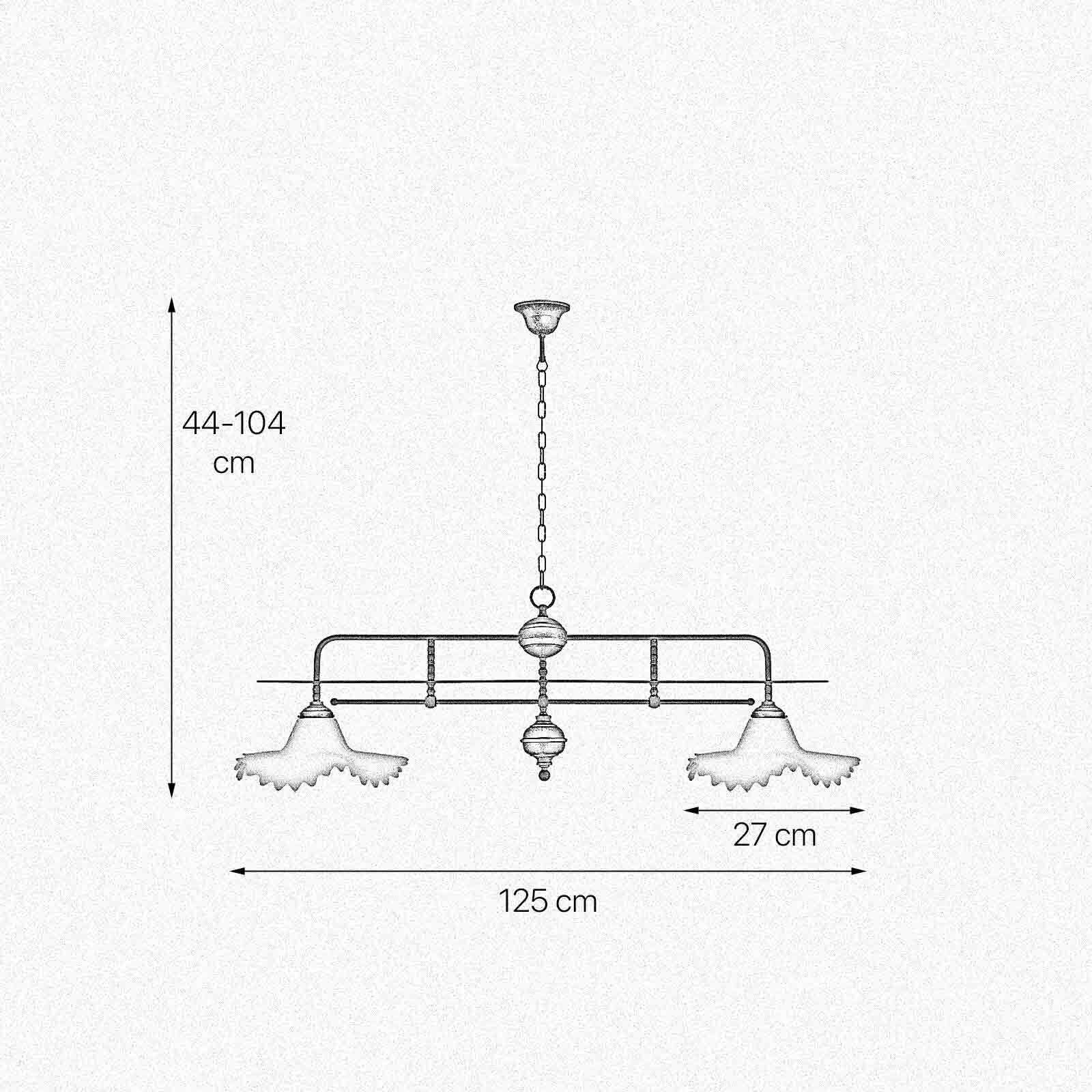 Pendelleuchte 2-flammig in Bronze Antik Weiß E27 Messing Glas