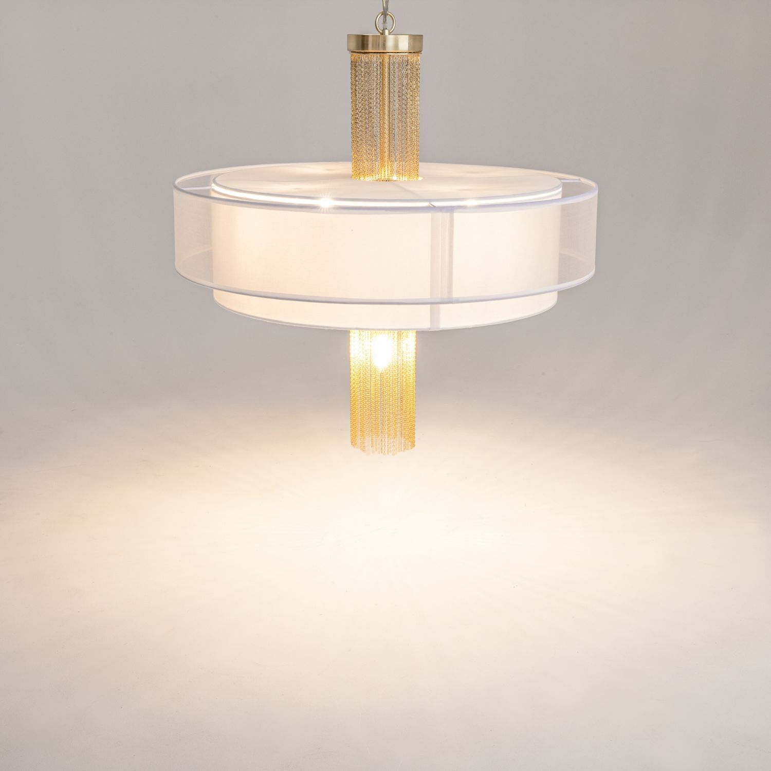 Pendelleuchte Edelstahl Stoff E14 Ø 68 cm rund Modern Lampe, Deckenleuchte