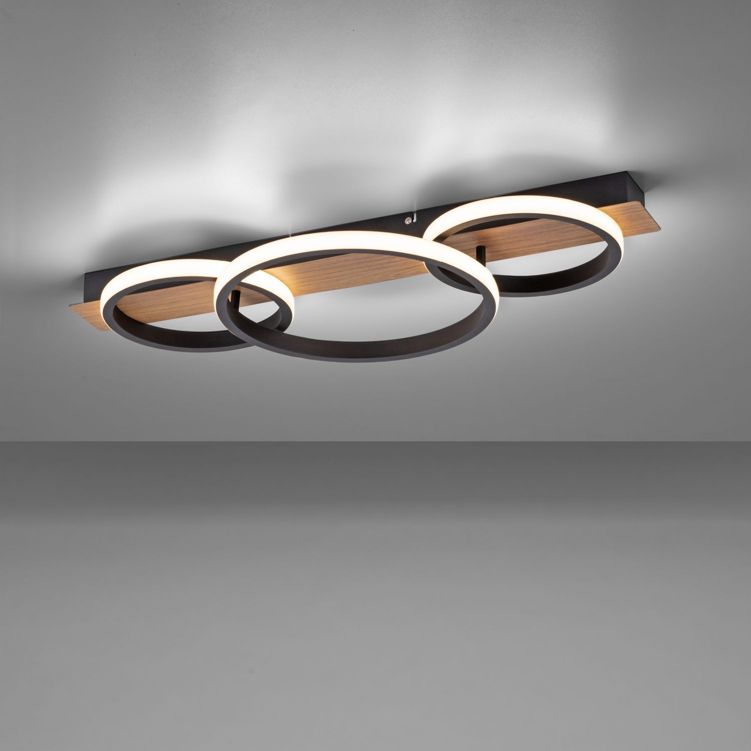 Lampe de plafonnier LED Bois Métal Naturel Noir 68 cm 3000 K