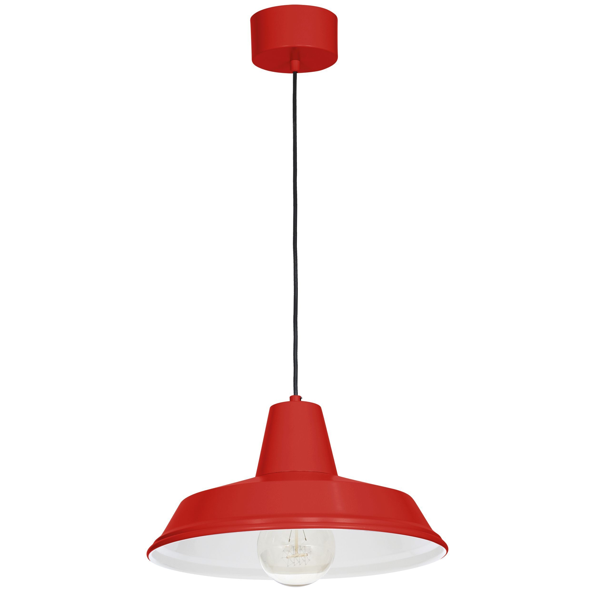 Hängeleuchte Rot Metall Vintage Mid Century Design