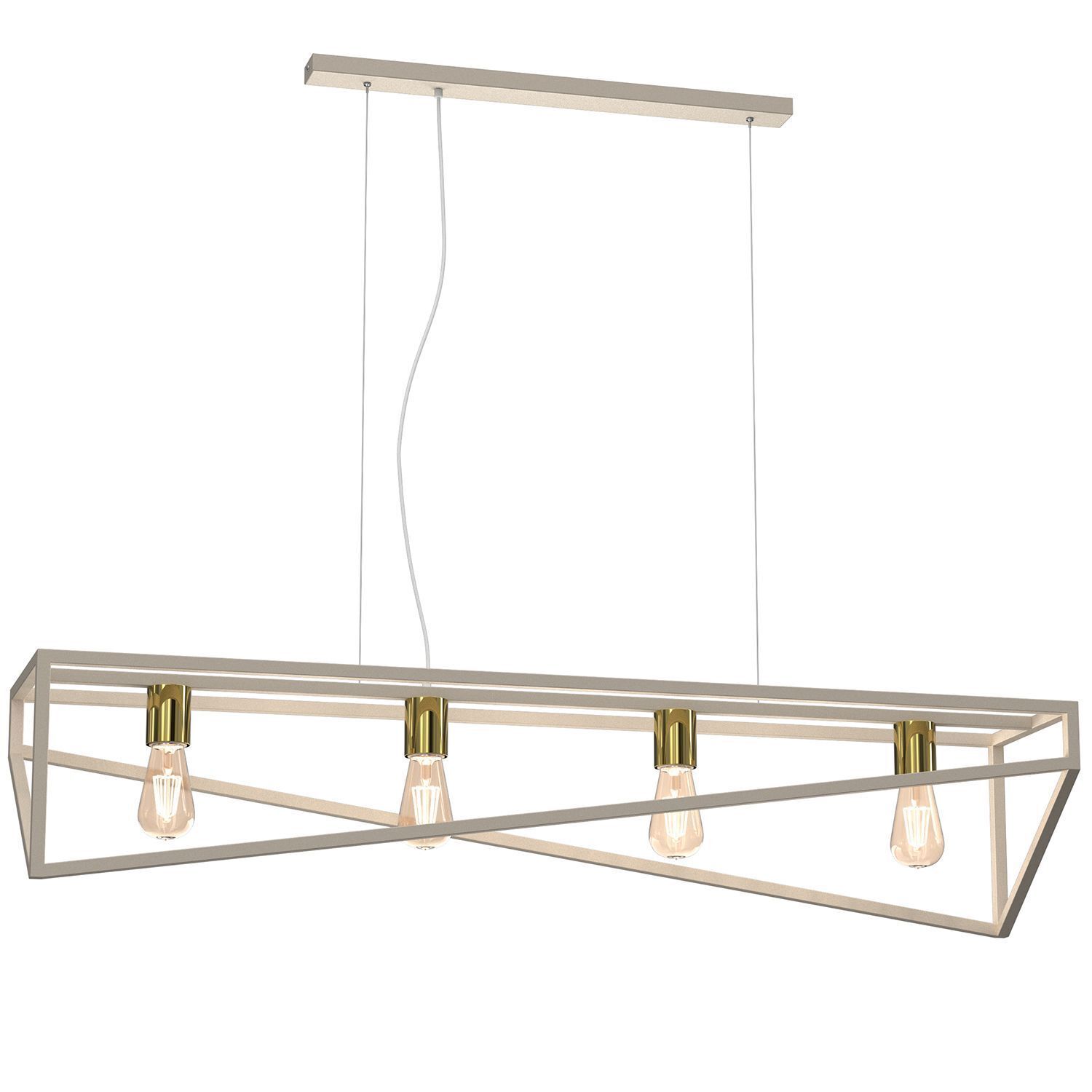 Lampe à suspendre industrielle métal beige or E27 100 cm XXL