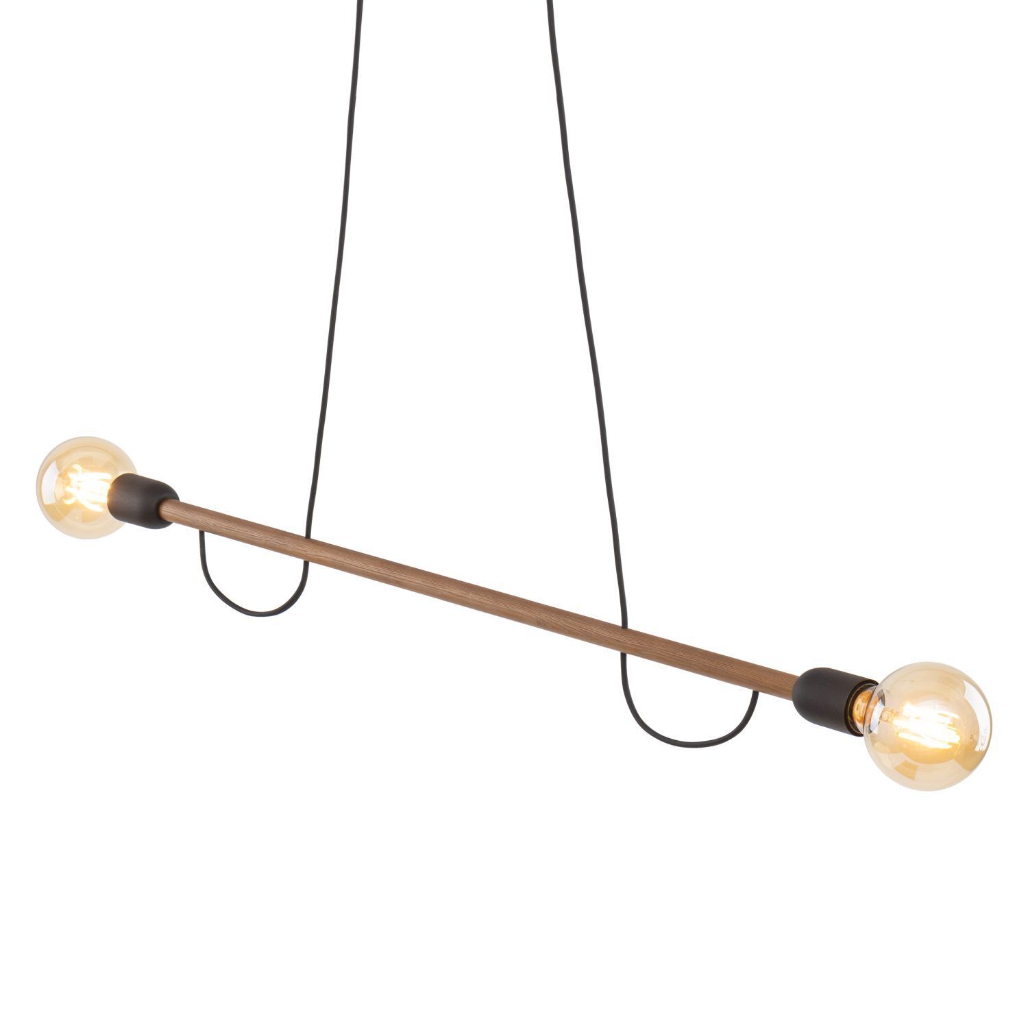 Lampe à suspendre bois métal 93 cm de long H : max. 160 cm 2x E27