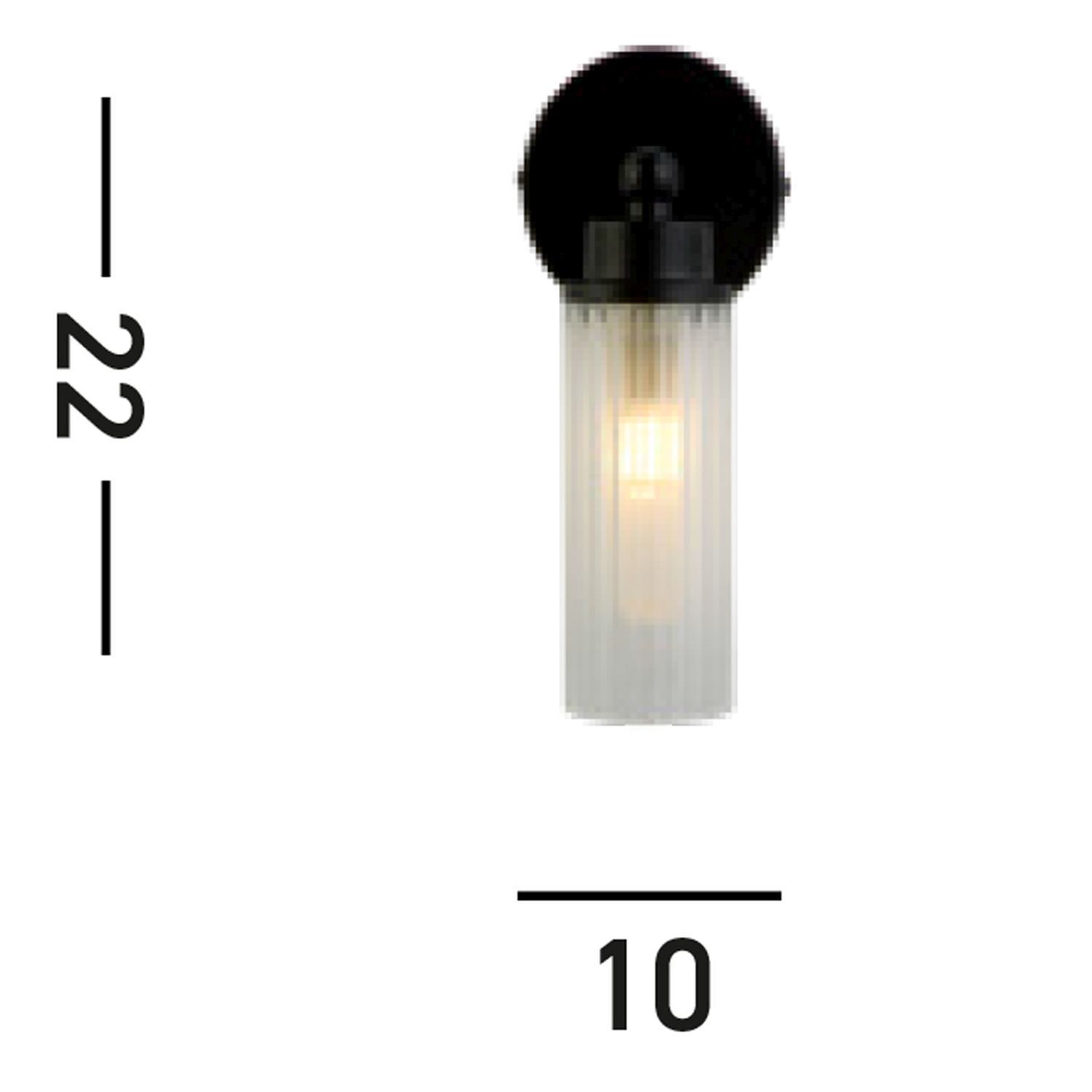 Applique murale métal Abat-jour verre G9 IP44 L:10 cm Noir Licht, Lampe