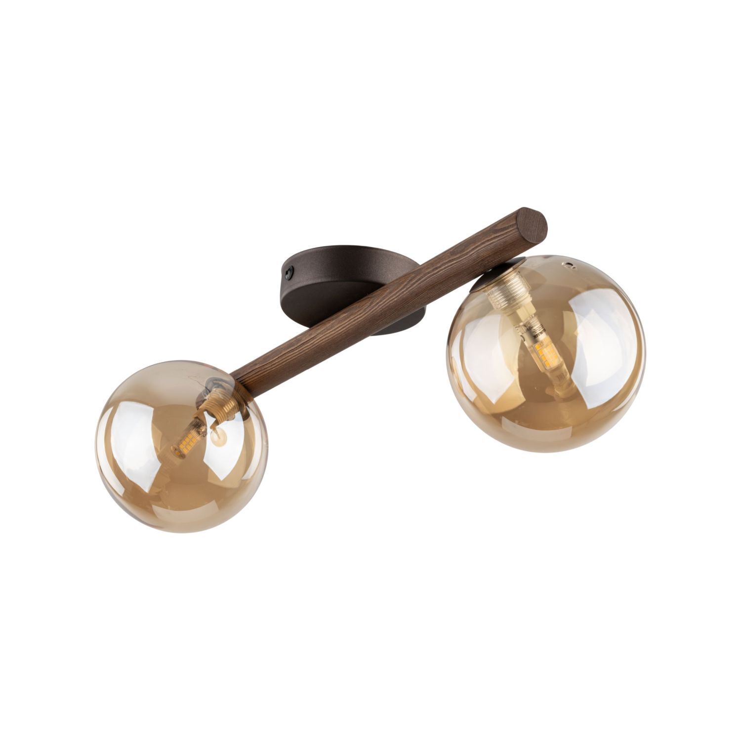 Deckenleuchte Holz Braun G9 42 cm stilvoll Glas modern wandlampe, deckenlampe, glaskugel, braun, holzoptik