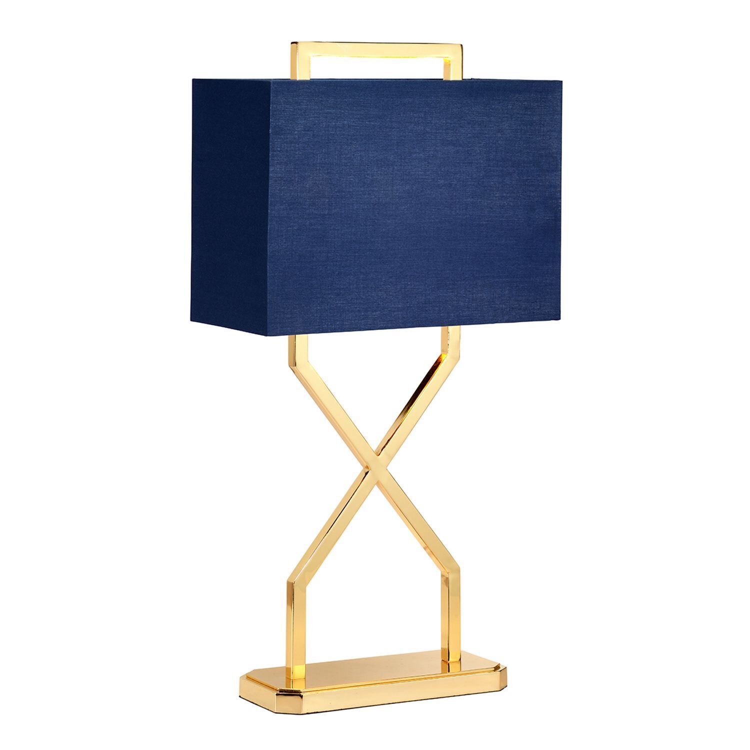 Tischlampe Stoffschirm in Blau Gold 68 cm hoch E27 Lampe, Tischlampe, Lampenschirm