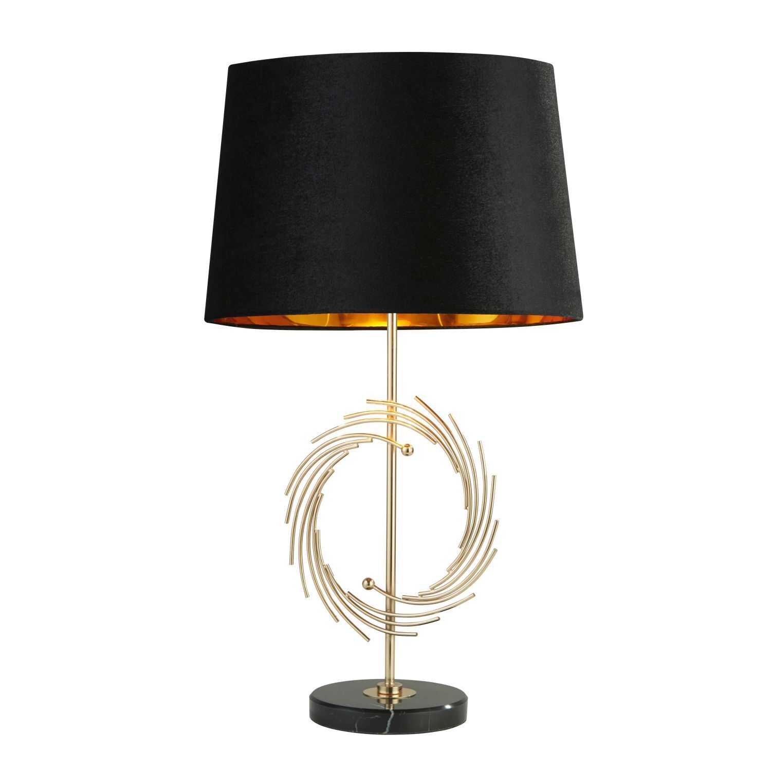 Lampe de table 56 cm D : 35 cm E27 en or noir rond