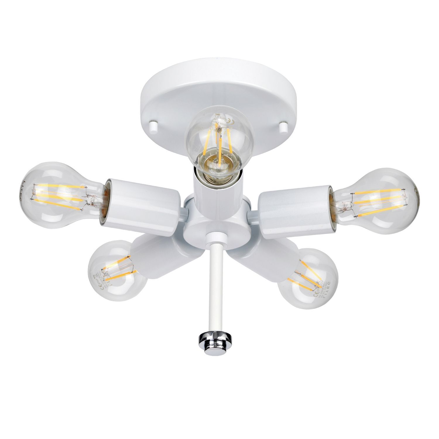 Deckenlampe Stoff Schirm in Creme Chrom rund 66 cm Licht, Gerät, Deckenventilator, Elektrisches Gerät