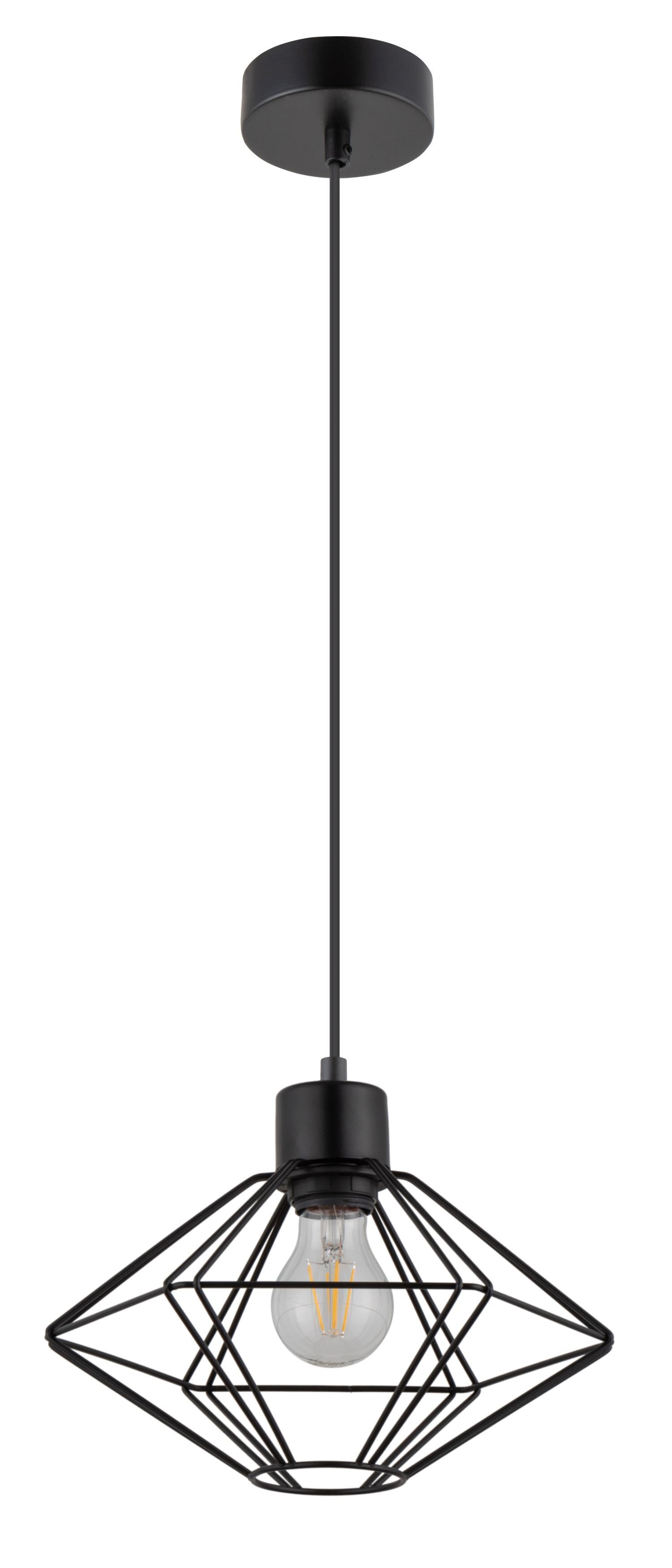 Lampe à suspendre ronde noire métal E27 Ø28 cm stylée