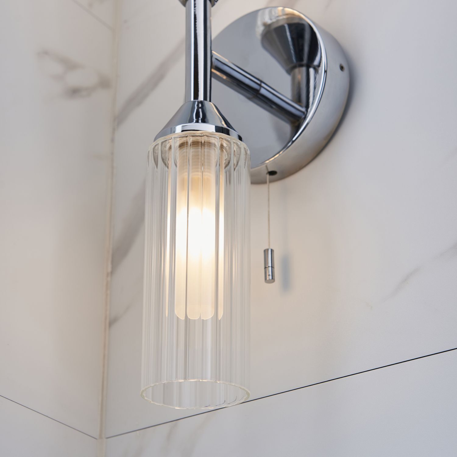 Wandleuchte Bad mit Schalter IP44 Chrom Weiß 2x G9 Up Down